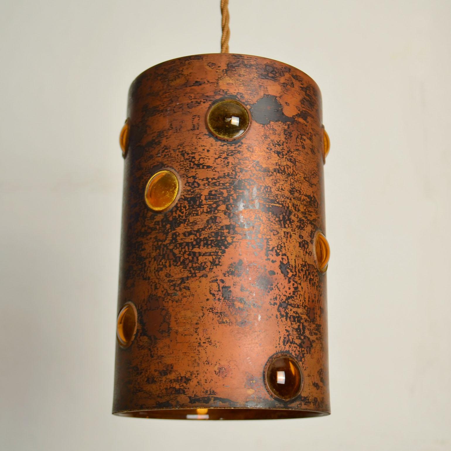 Group of Five Copper and Glass Pendant Lamps by Nanny Still for Raak 7