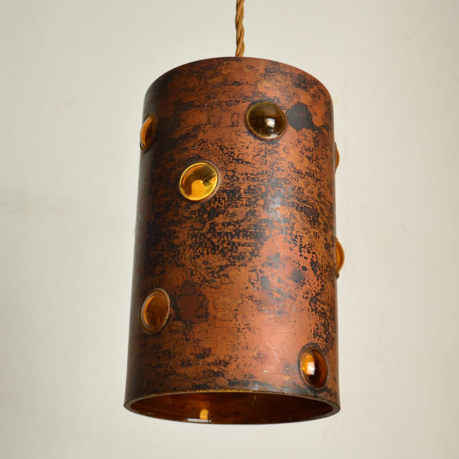 Group of Five Copper and Glass Pendant Lamps by Nanny Still for Raak 8
