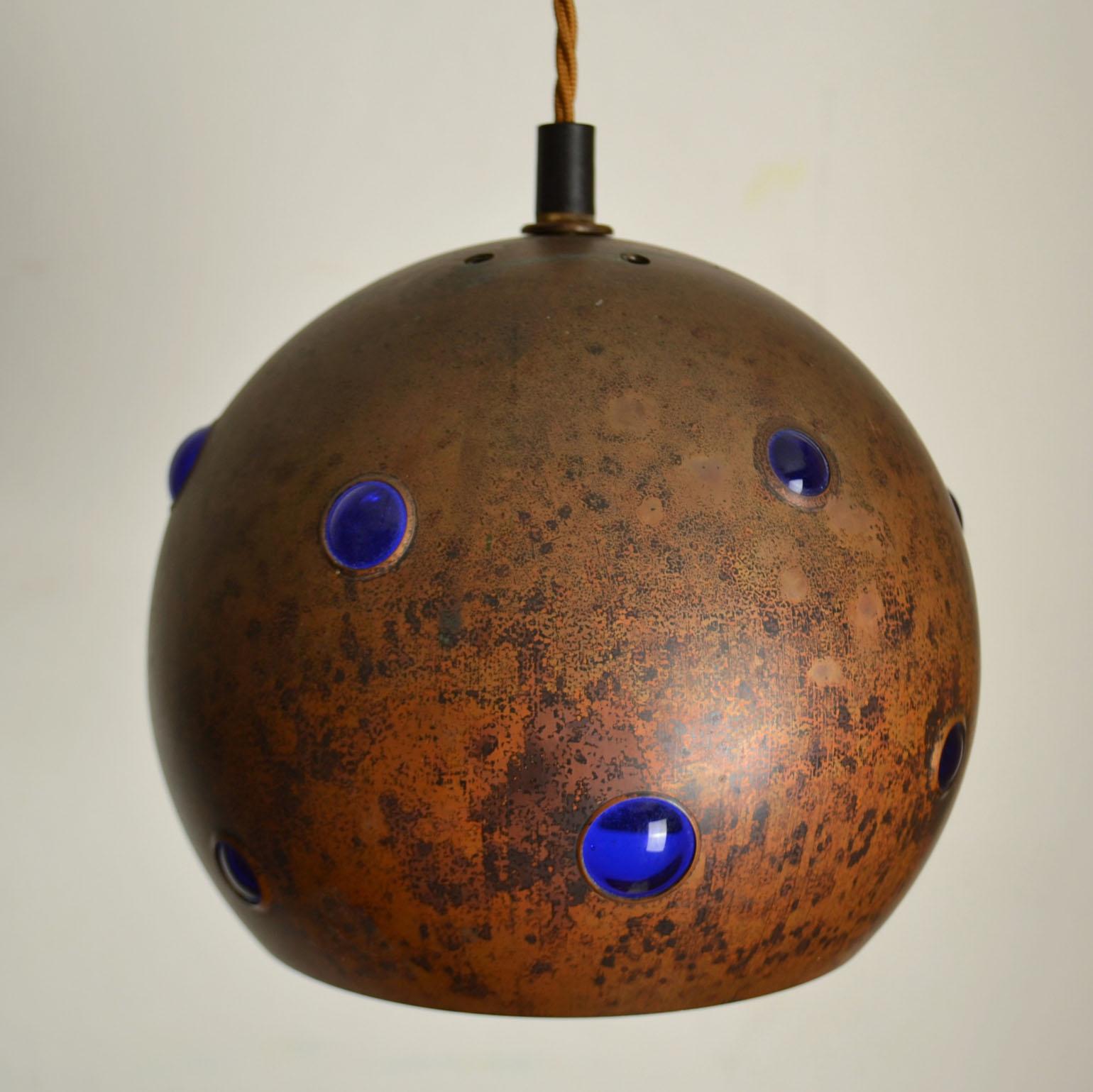 Group of Five Copper and Glass Pendant Lamps by Nanny Still for Raak 9