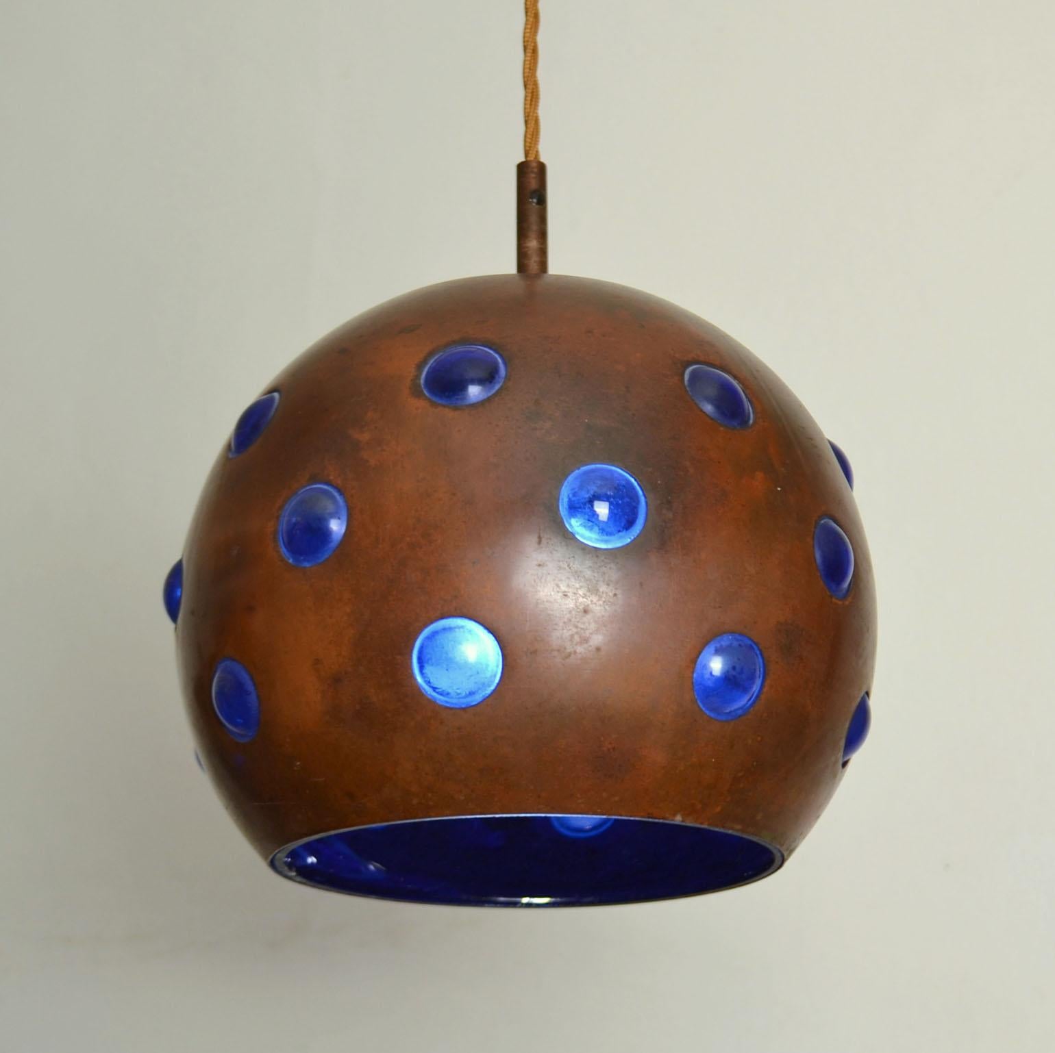 Group of Five Copper and Glass Pendant Lamps by Nanny Still for Raak 3