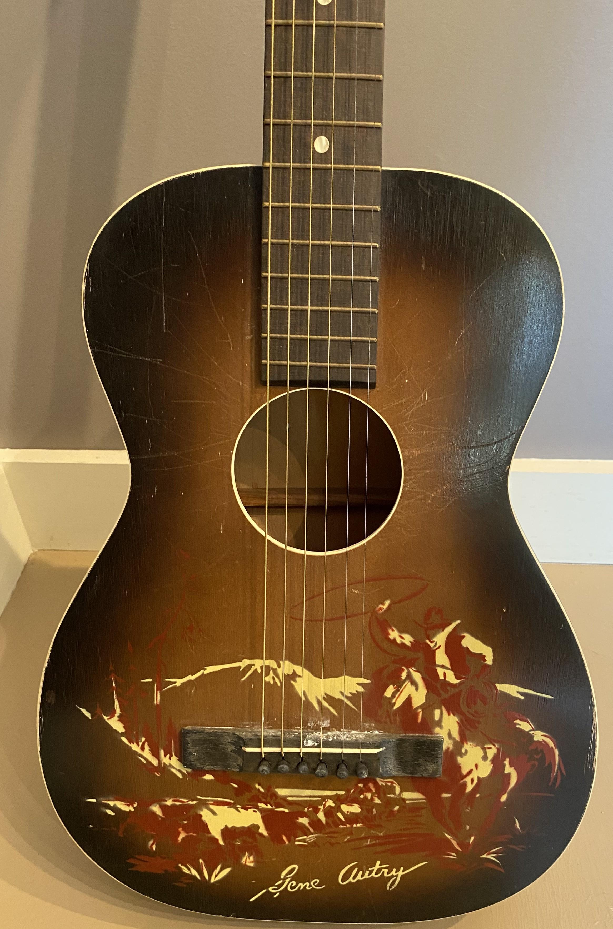 Group of Five Cowboy Acoustic Guitars Including Gene Autry Melody Ranch c 1940's For Sale 7