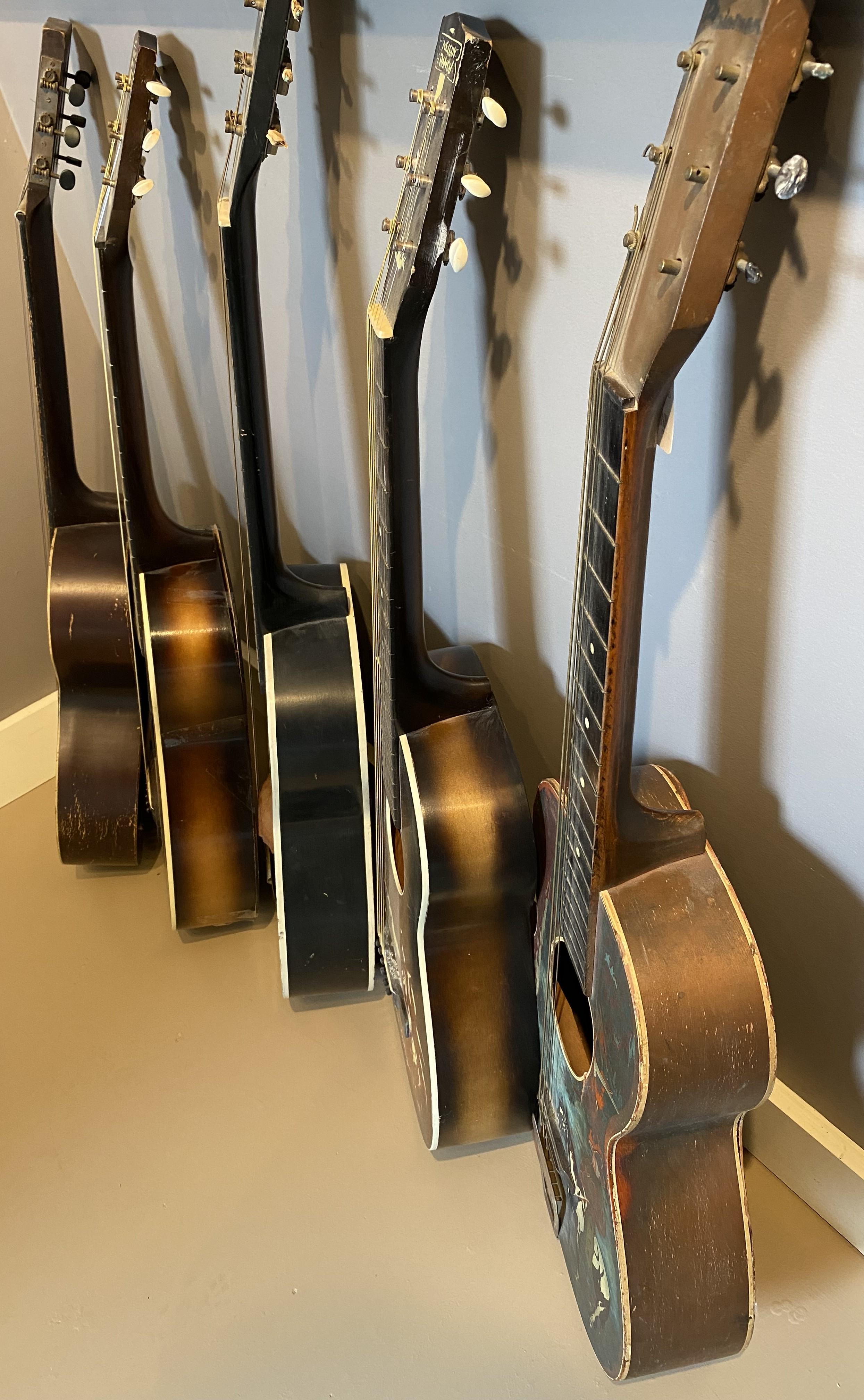 American Group of Five Cowboy Acoustic Guitars Including Gene Autry Melody Ranch c 1940's For Sale