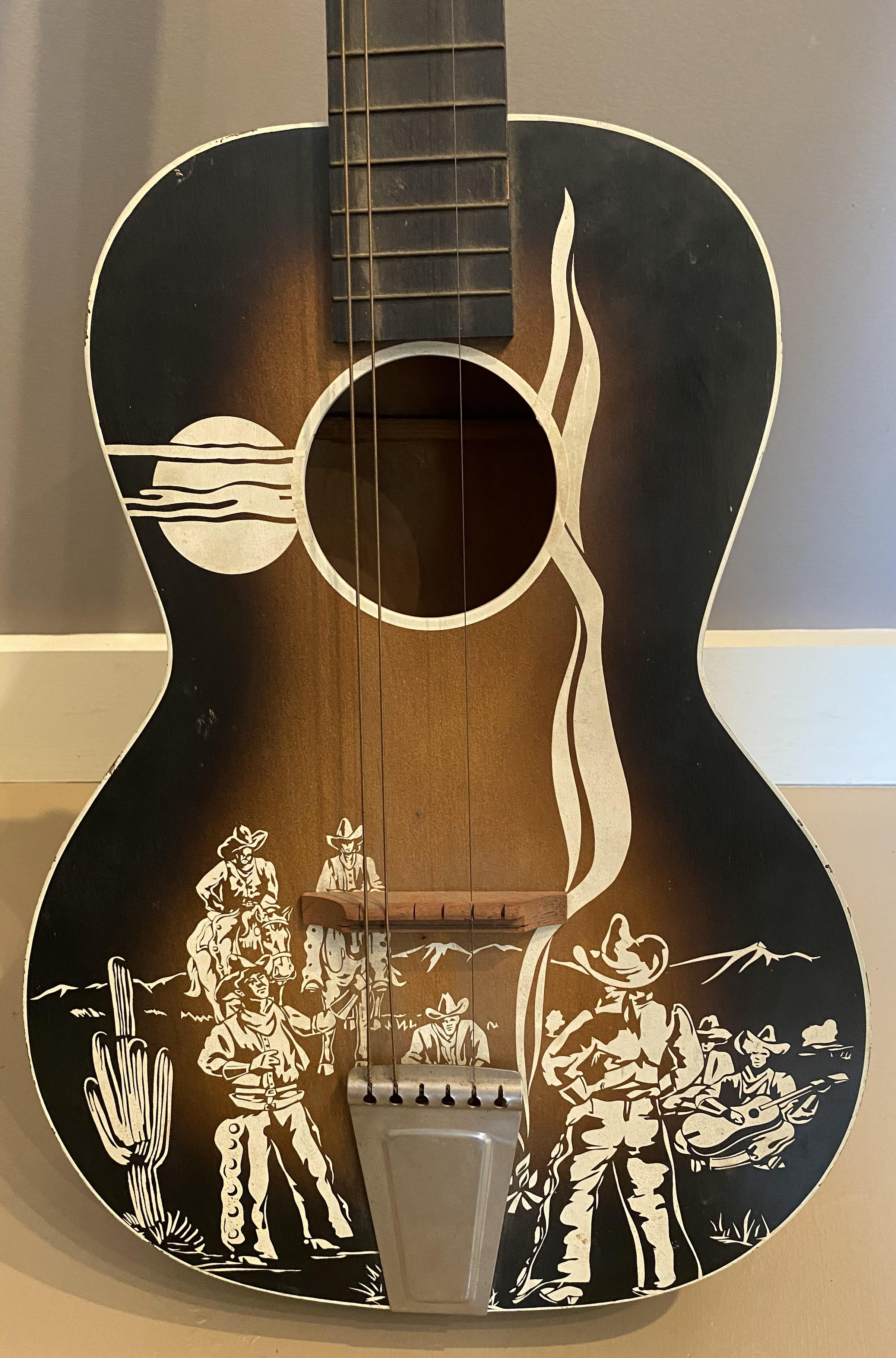 Group of Five Cowboy Acoustic Guitars Including Gene Autry Melody Ranch c 1940's For Sale 2