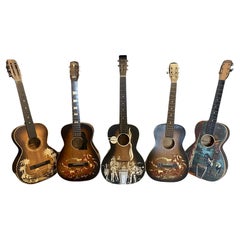 Group of Five Cowboy Acoustic Guitars Including Gene Autry Melody Ranch c 1940's