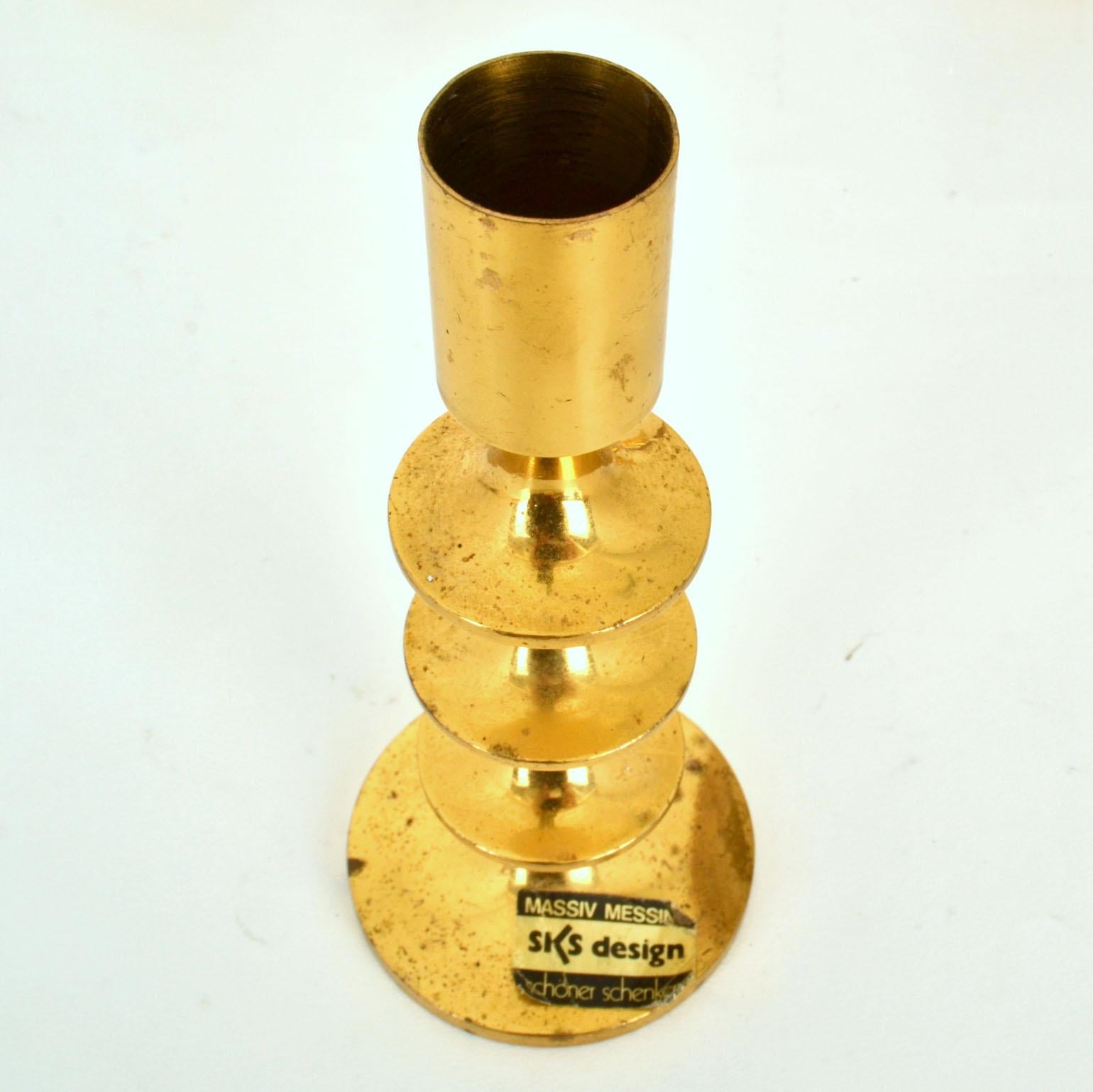 Group of Five Danish Brass Candle Holders In Excellent Condition For Sale In London, GB