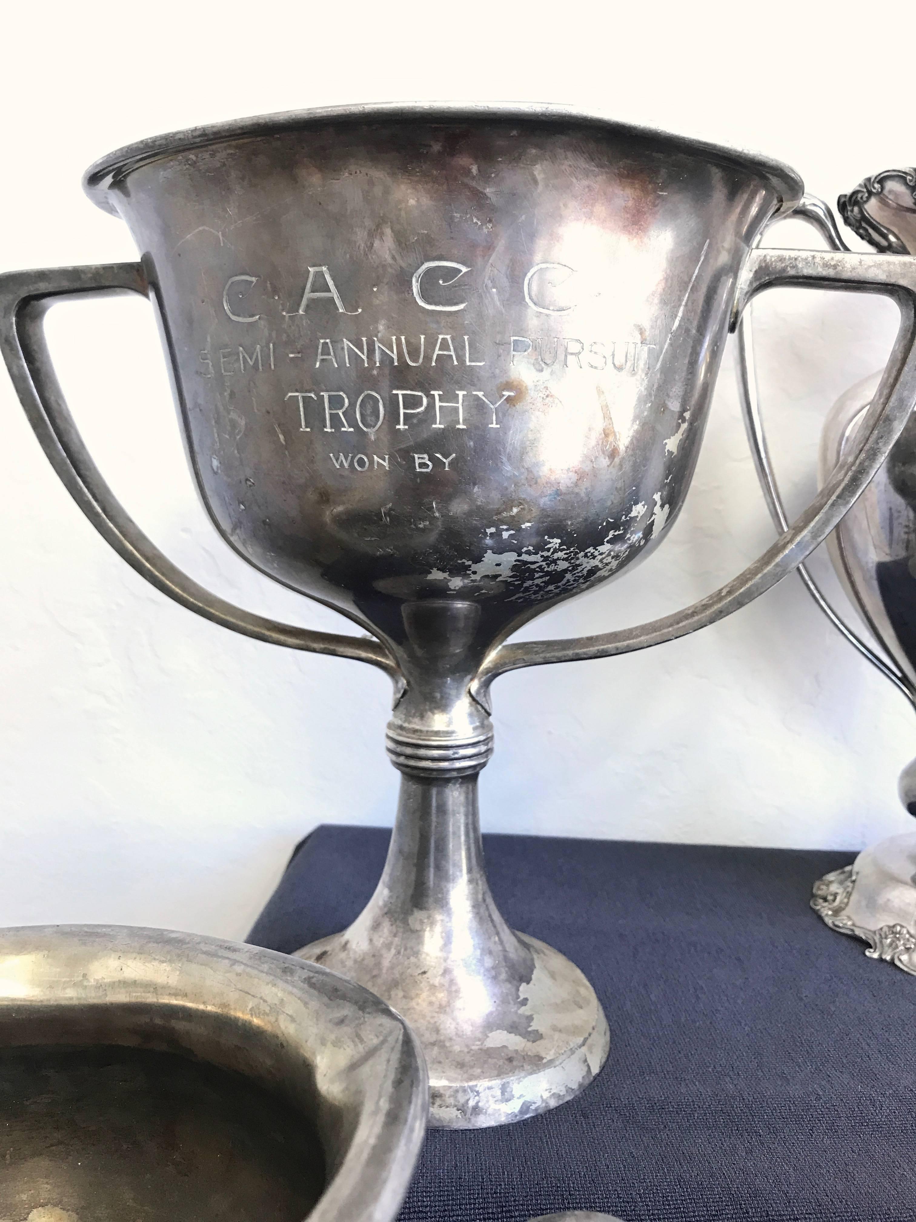 Group of Five Early 1900s California Bay Area Silverplate Cycling Trophies 4