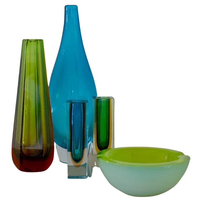 Group of Five Glass Vases and Bowls For Sale at 1stDibs