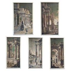 Group of Five Large Tempera Panels