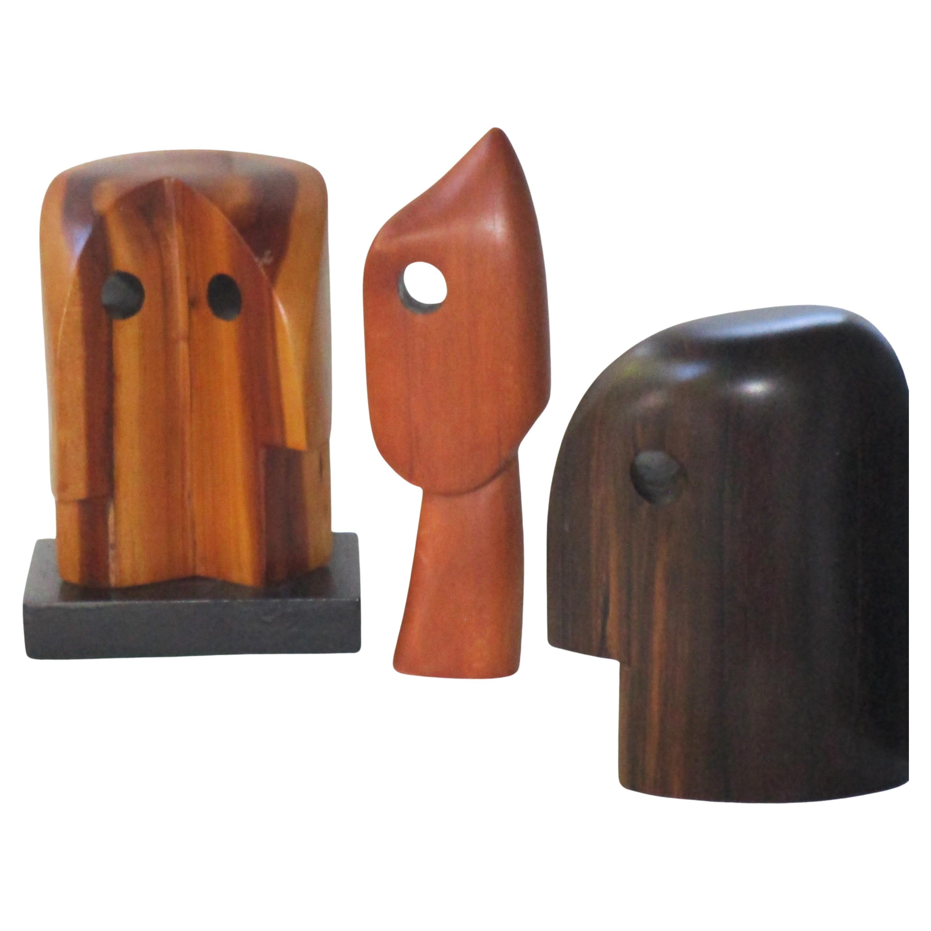 20th Century Group of Five Mid 20th C. Modernist Abstract Wood Sculptures For Sale