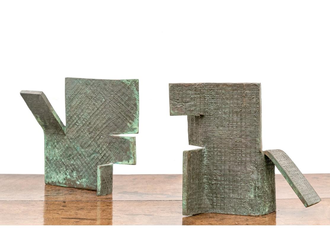 Mid-Century Modern Group Of Five Mid Century Geometric Form Bronze Sculptures For Sale