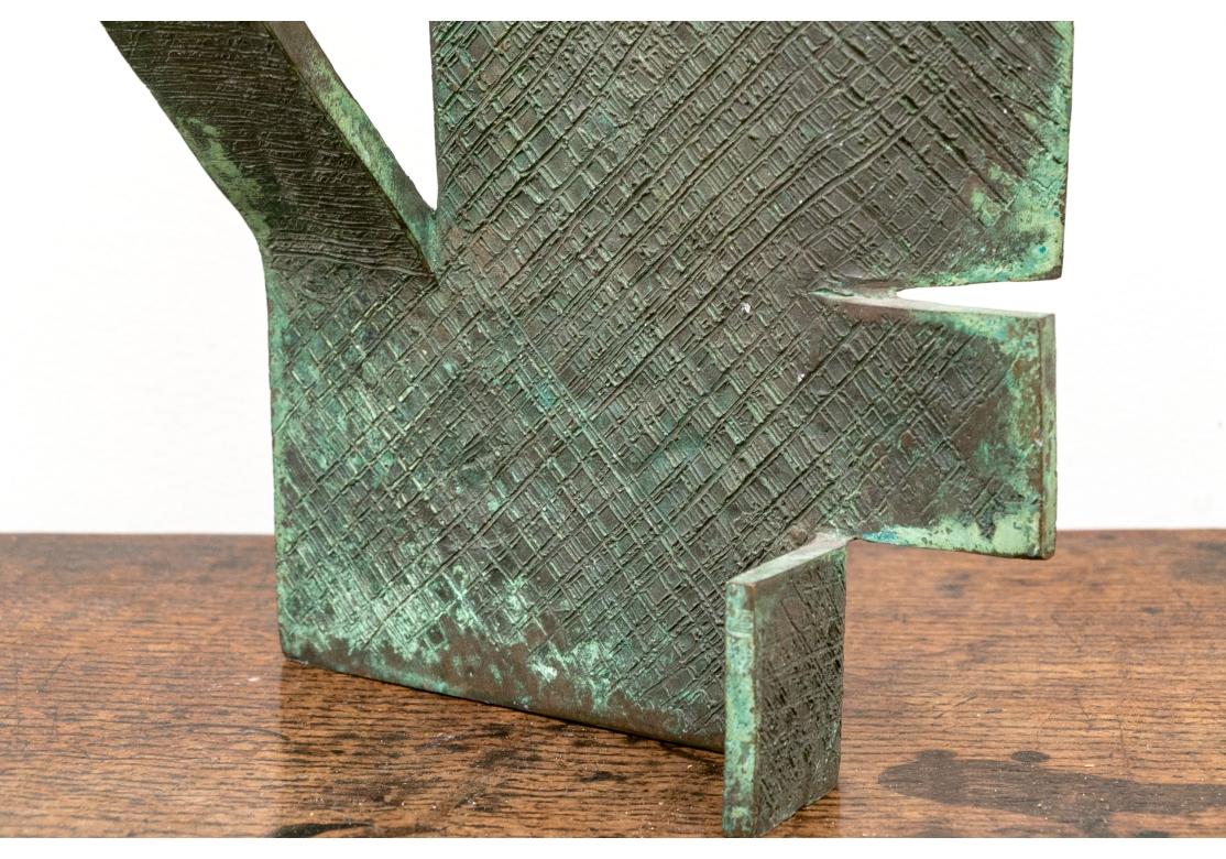 Group Of Five Mid Century Geometric Form Bronze Sculptures In Good Condition For Sale In Bridgeport, CT