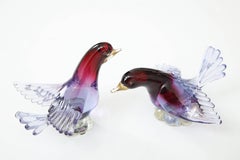 Group of Five Murano Glass Song Birds