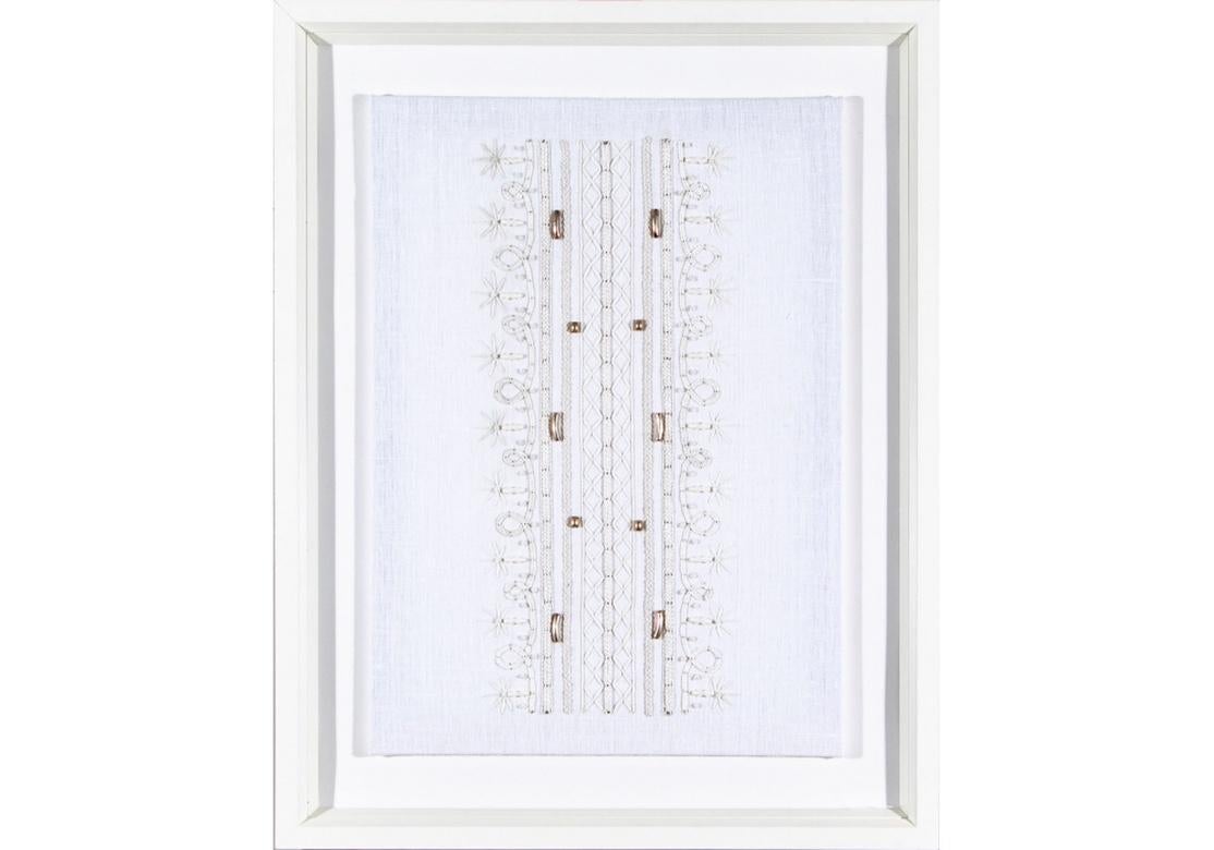 Group of Five Trowbridge Framed Embroidered Textile Art Works In Good Condition In Bridgeport, CT