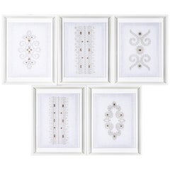 Group of Five Trowbridge Framed Embroidered Textile Art Works