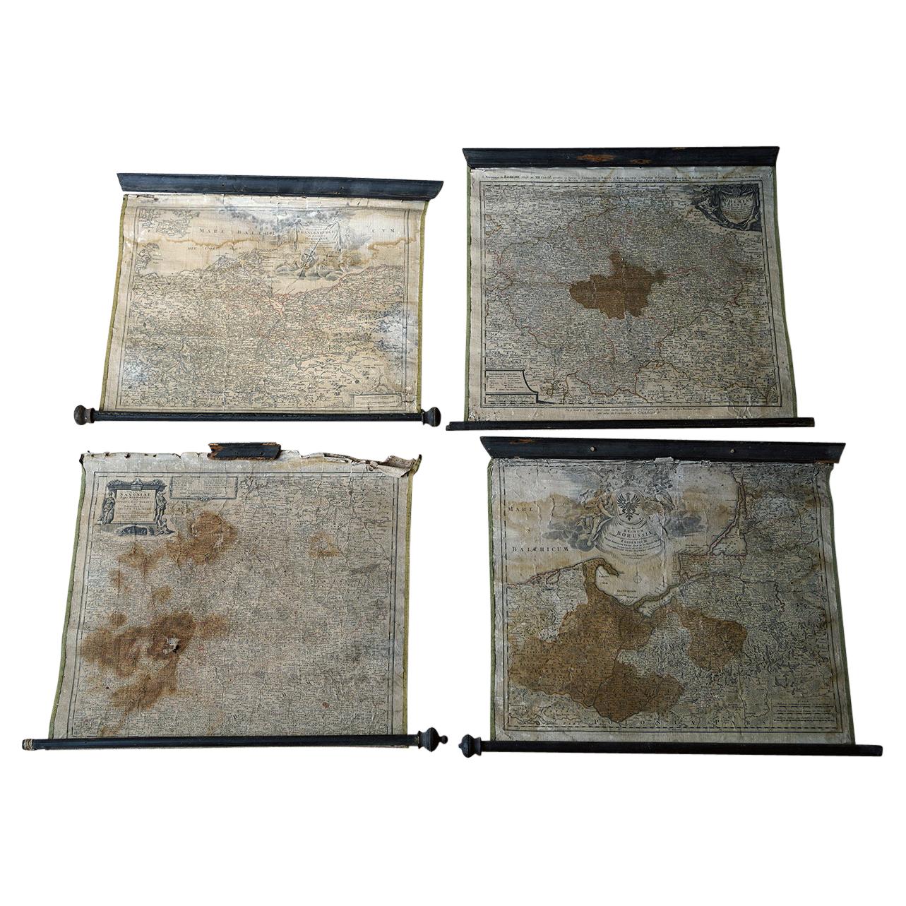 Group of Four 18thC German Maps by Johann Baptist Homann Dated from 1720-1757 For Sale