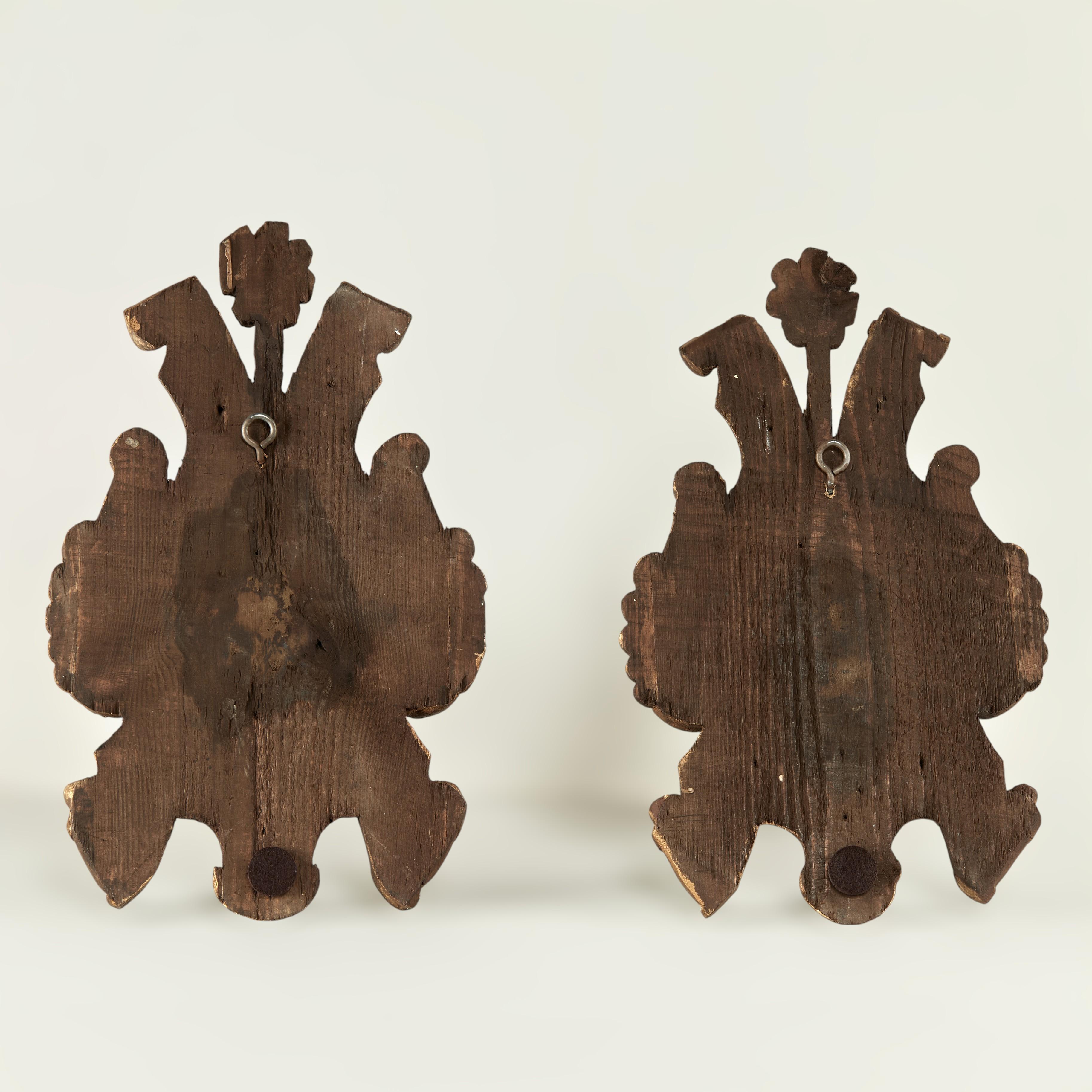 Group of Four Antique Italian Carved Wood Hand and Torchiere Wall Sconces For Sale 12