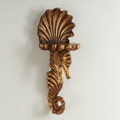 Group of Four Antique Italian Seashell and Seahorse Wall Brackets