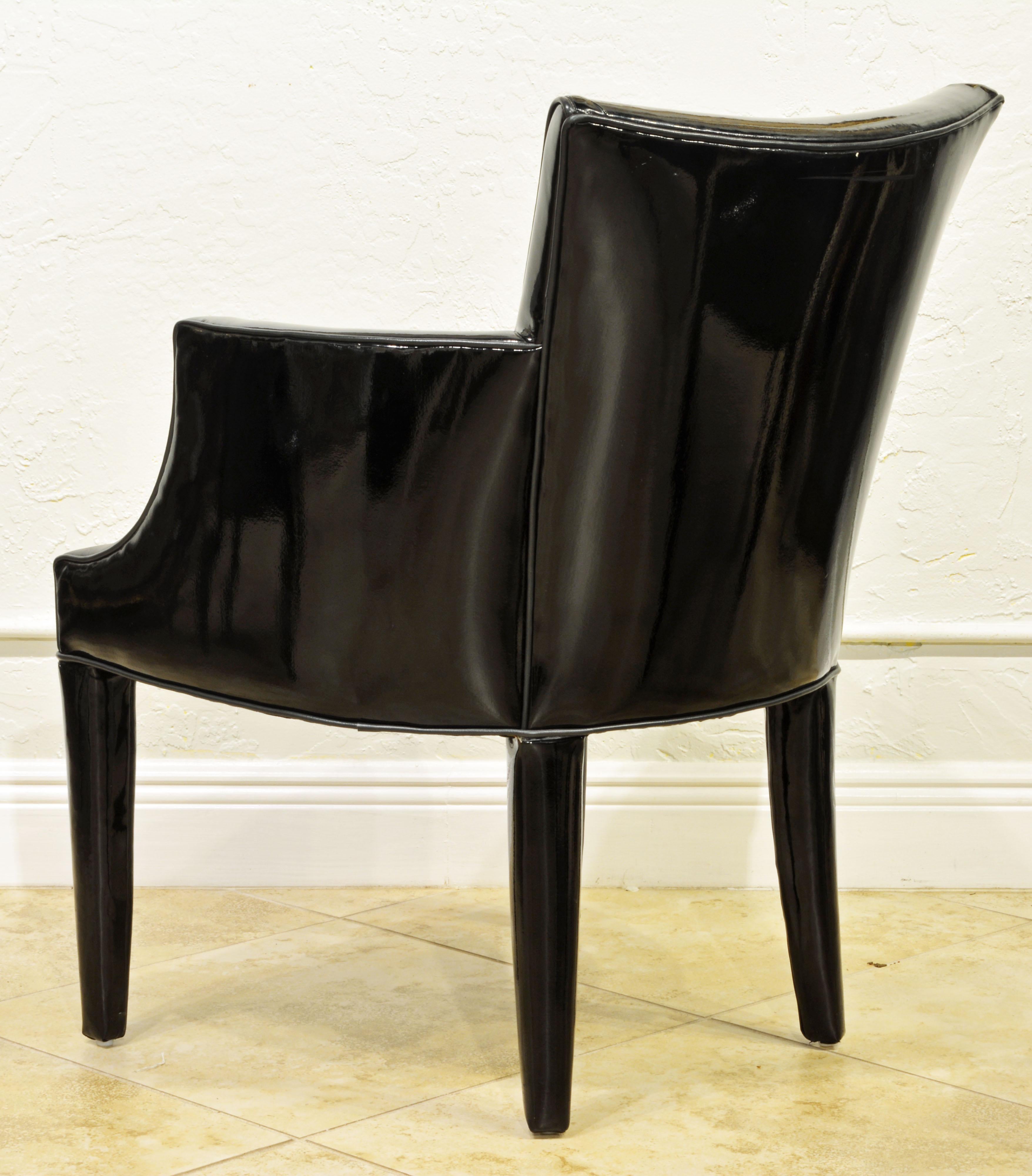 American Group of Four Black Vinyl Covered Salon Armchairs by John Hutton for Donghia