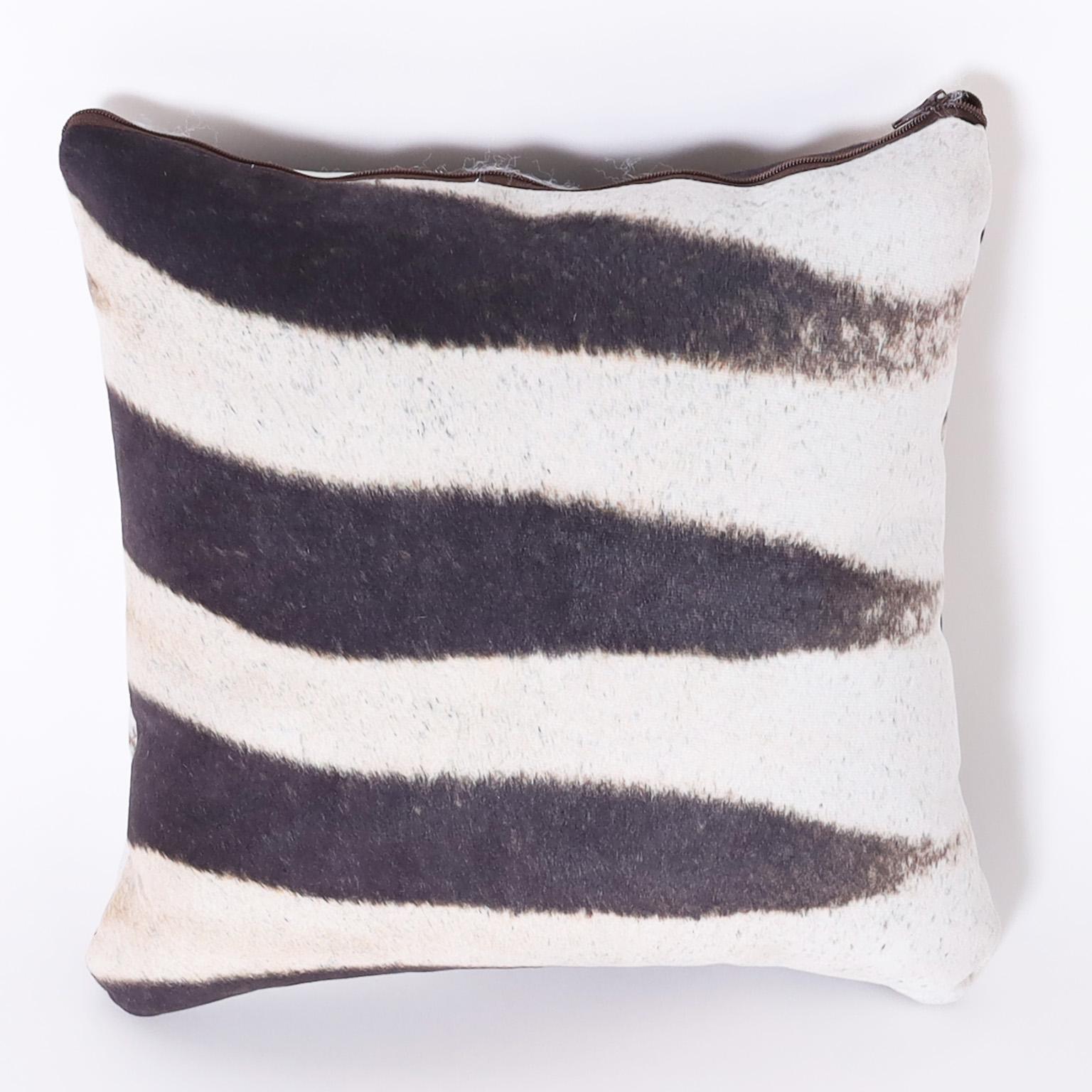 Hand-Crafted *Two British Colonial Style Zebra Print Pillows, Priced Individually For Sale