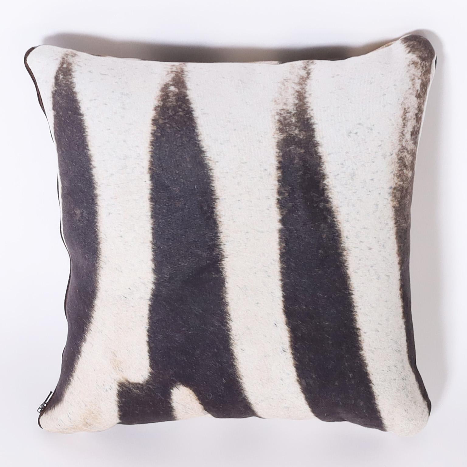 *Two British Colonial Style Zebra Print Pillows, Priced Individually In Good Condition For Sale In Palm Beach, FL