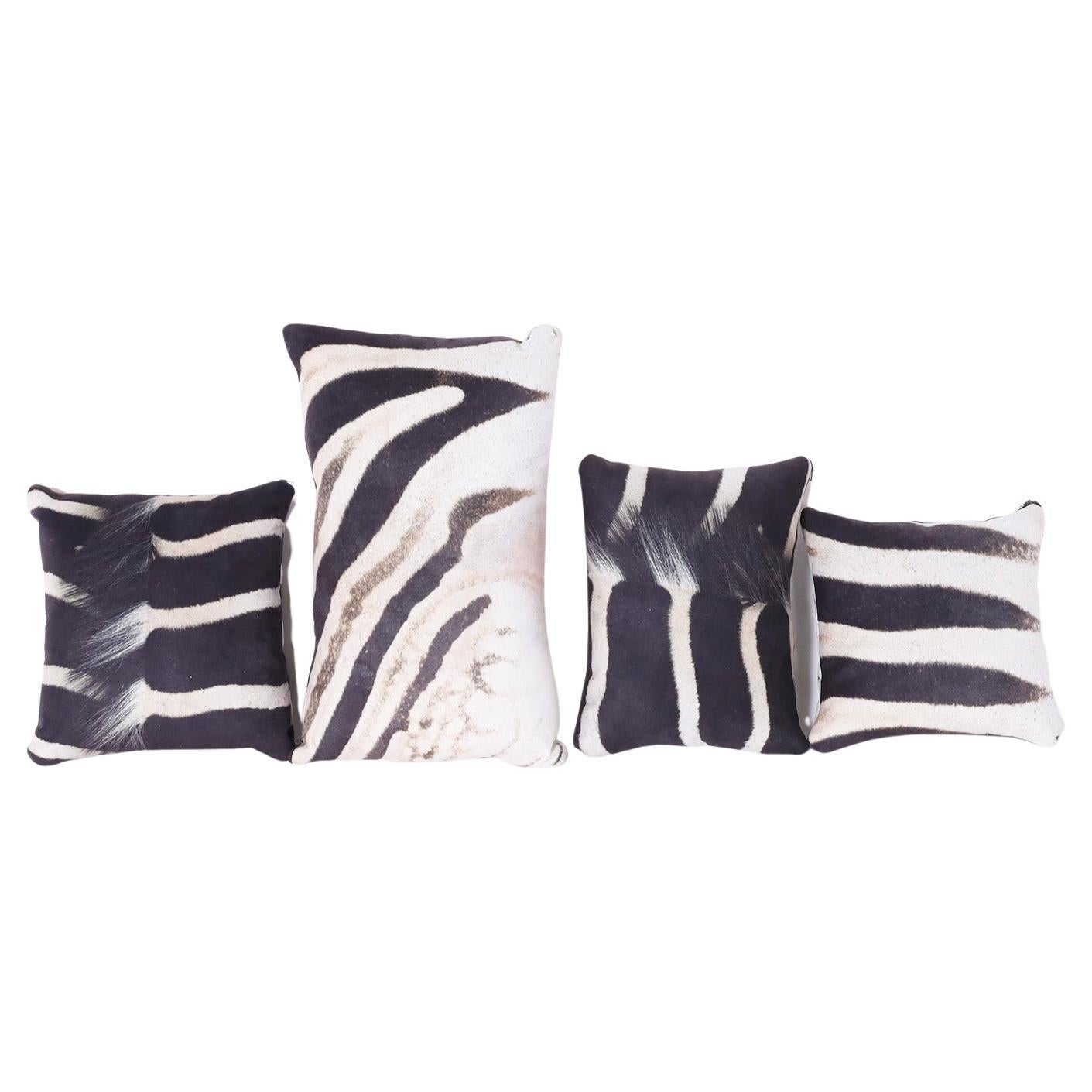 *Two British Colonial Style Zebra Print Pillows, Priced Individually For Sale