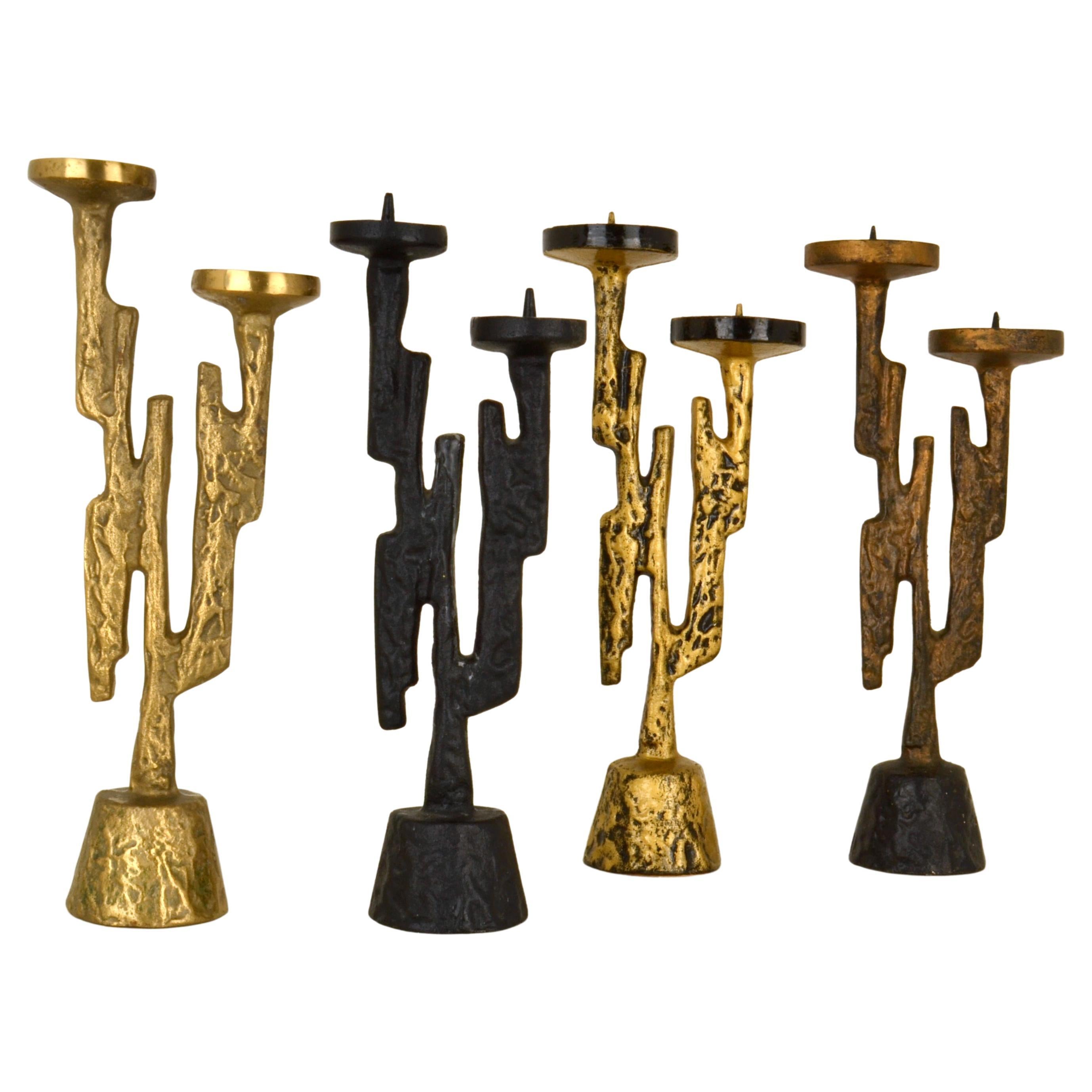 Group of Four Brutalist Candelabras