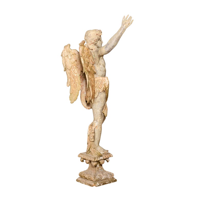 Group of Four Carved Wood / Gesso Winged Angels For Sale at 1stDibs