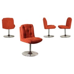Groupe de quatre chaises en mousse de tissu métallique chromée, Italie, années 1960-1970