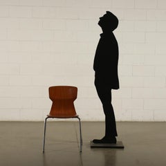 Group of Four Chairs Plywood Chromed Metal Holland, 1960s-1970s, by Obo Eromes