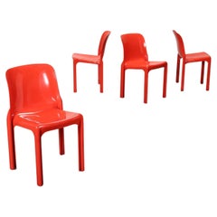 Group of Four Chairs Selene Vico Magistretti Artemide, Italy 1960s 70s