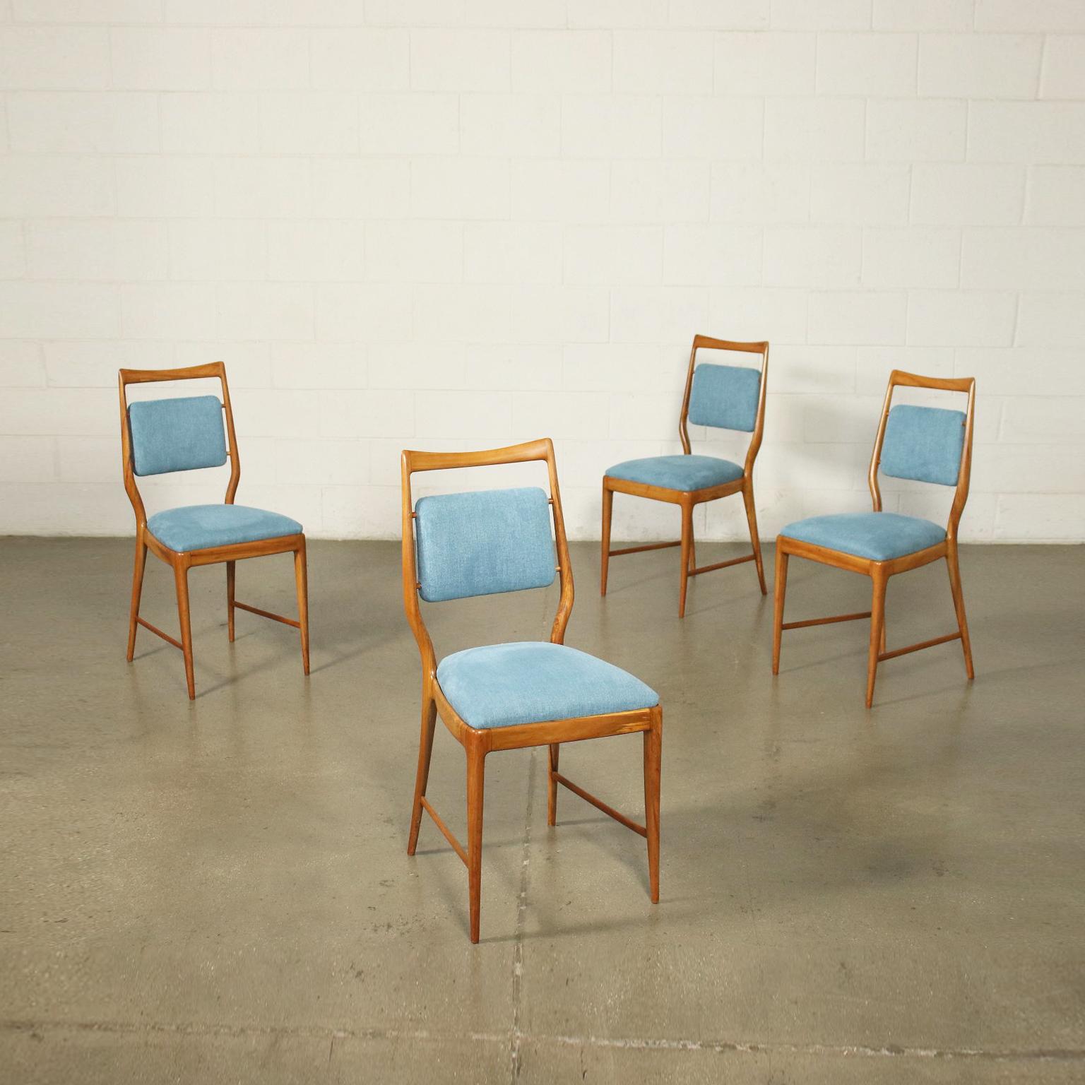 Group of Four Chairs Stained Beech Foam Fabric, 1950s 1960s 4