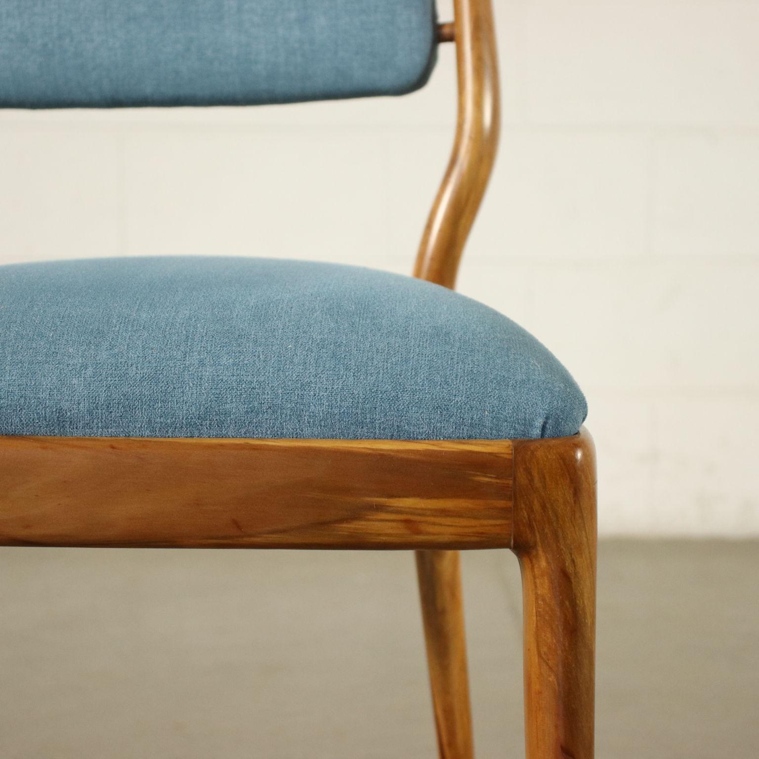 Group of Four Chairs Stained Beech Foam Fabric, 1950s 1960s In Excellent Condition In Milano, IT