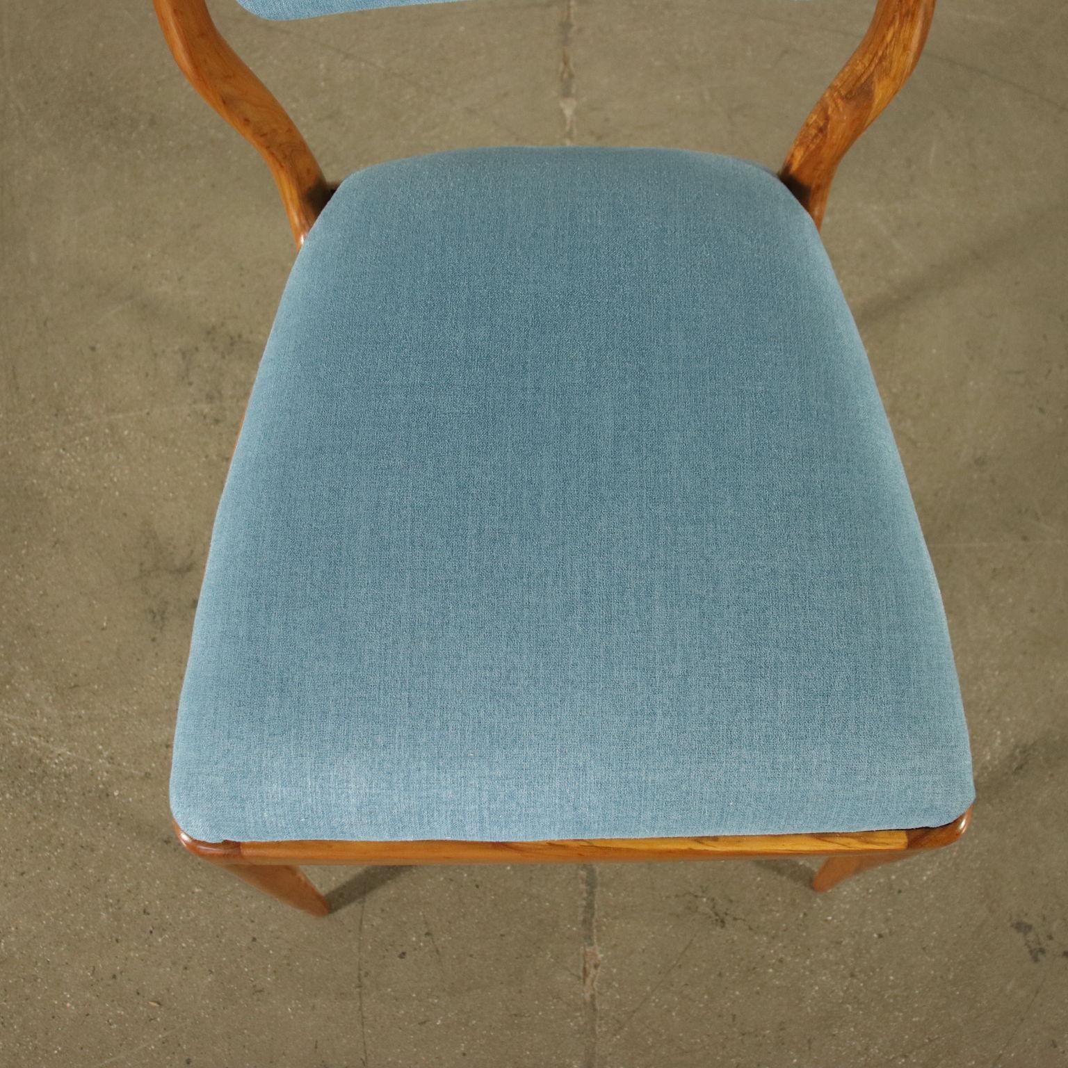 Group of Four Chairs Stained Beech Foam Fabric, 1950s 1960s 1