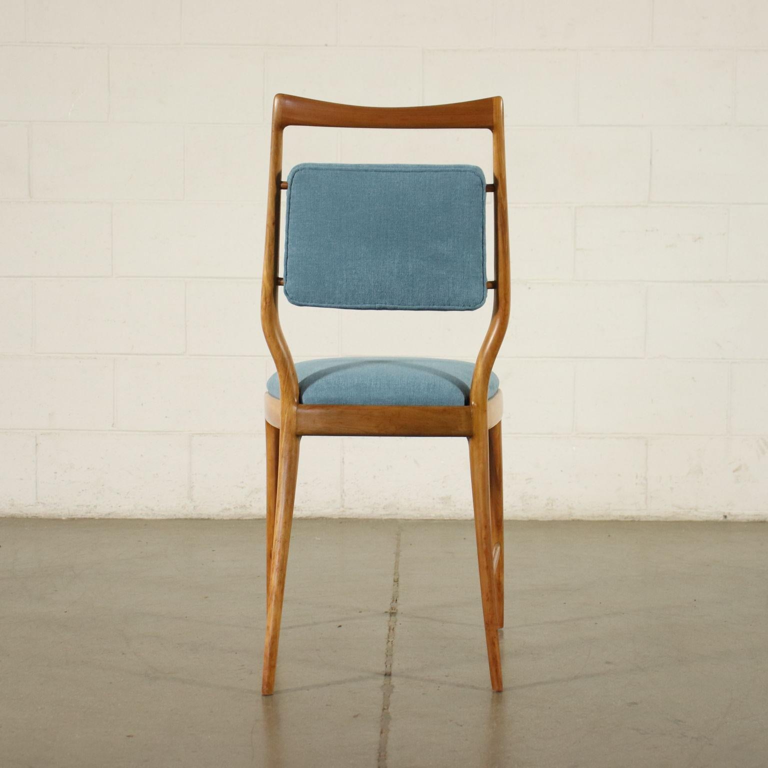 Group of Four Chairs Stained Beech Foam Fabric, 1950s 1960s 2