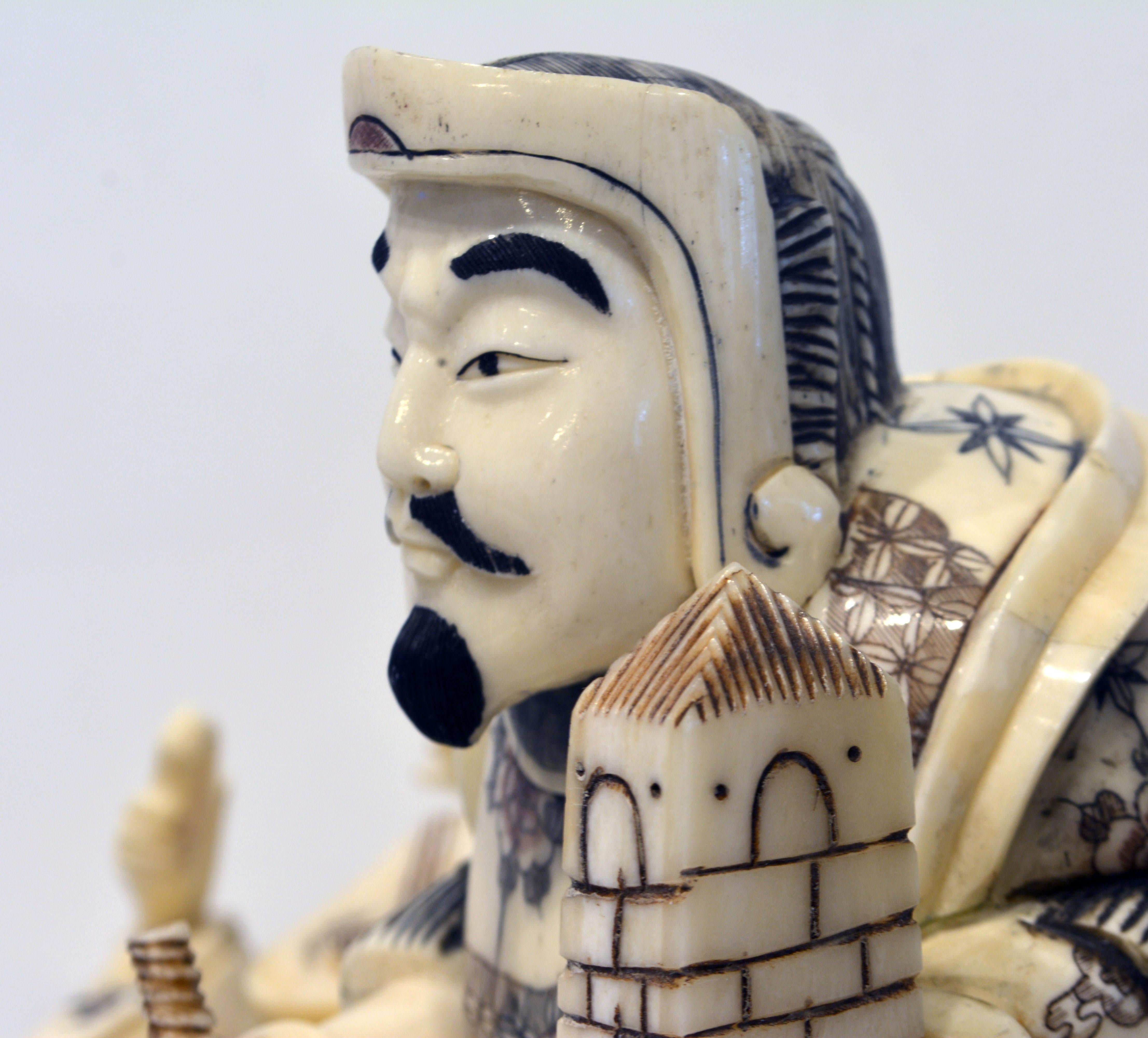Group of Four Chinese Carved Ox-Bone Scrimshaw Immortal Figures, 20th Century In Good Condition In Ft. Lauderdale, FL