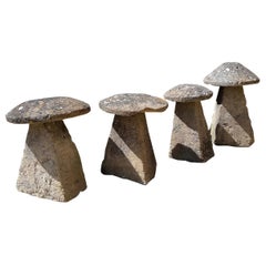 Antique Group of Four Cotswold Stone Staddle Stones