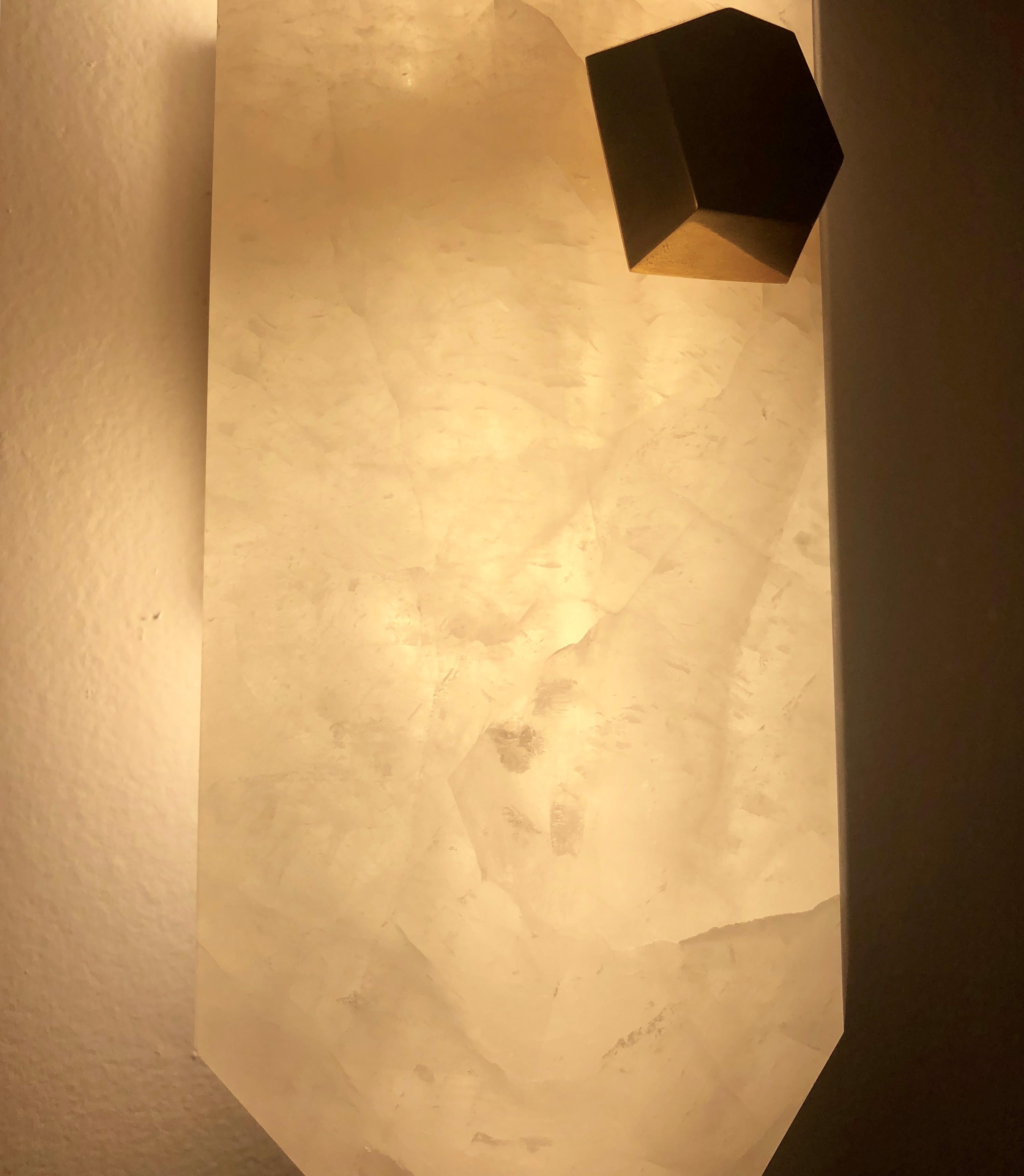 Group of Four Diamond Form Rock Crystal Sconces by Phoenix For Sale 1