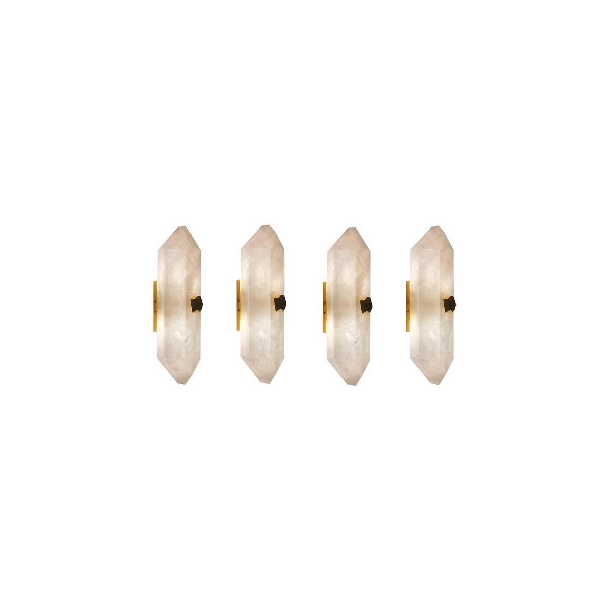 Group of Four Diamond Form Rock Crystal Sconces by Phoenix