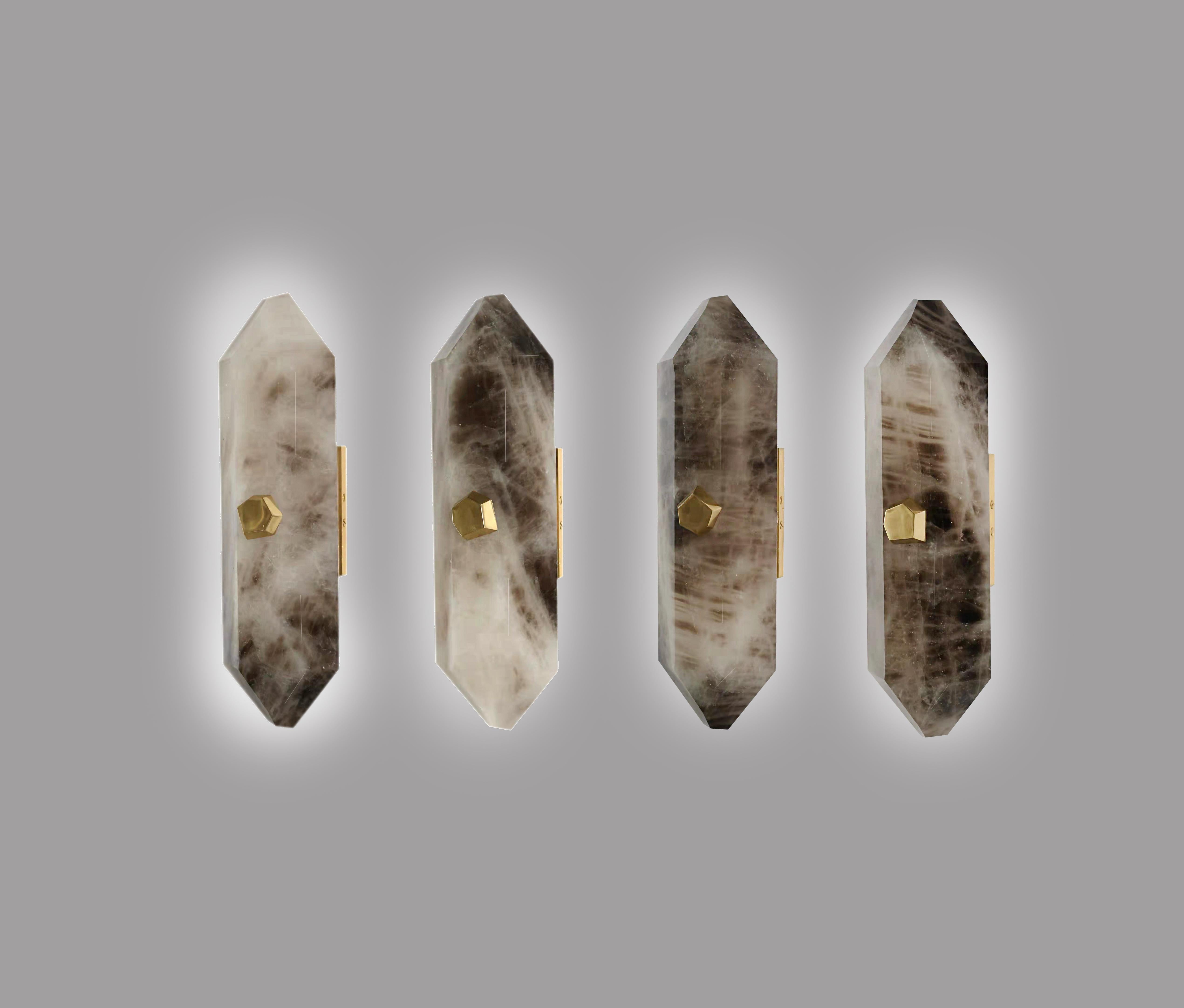 Group of Four Diamond Form Rock Crystal Sconces In Excellent Condition In New York, NY