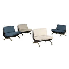 Group of Four Formanova Armchairs Leatherette Foam Fabric, Italy, 1960s