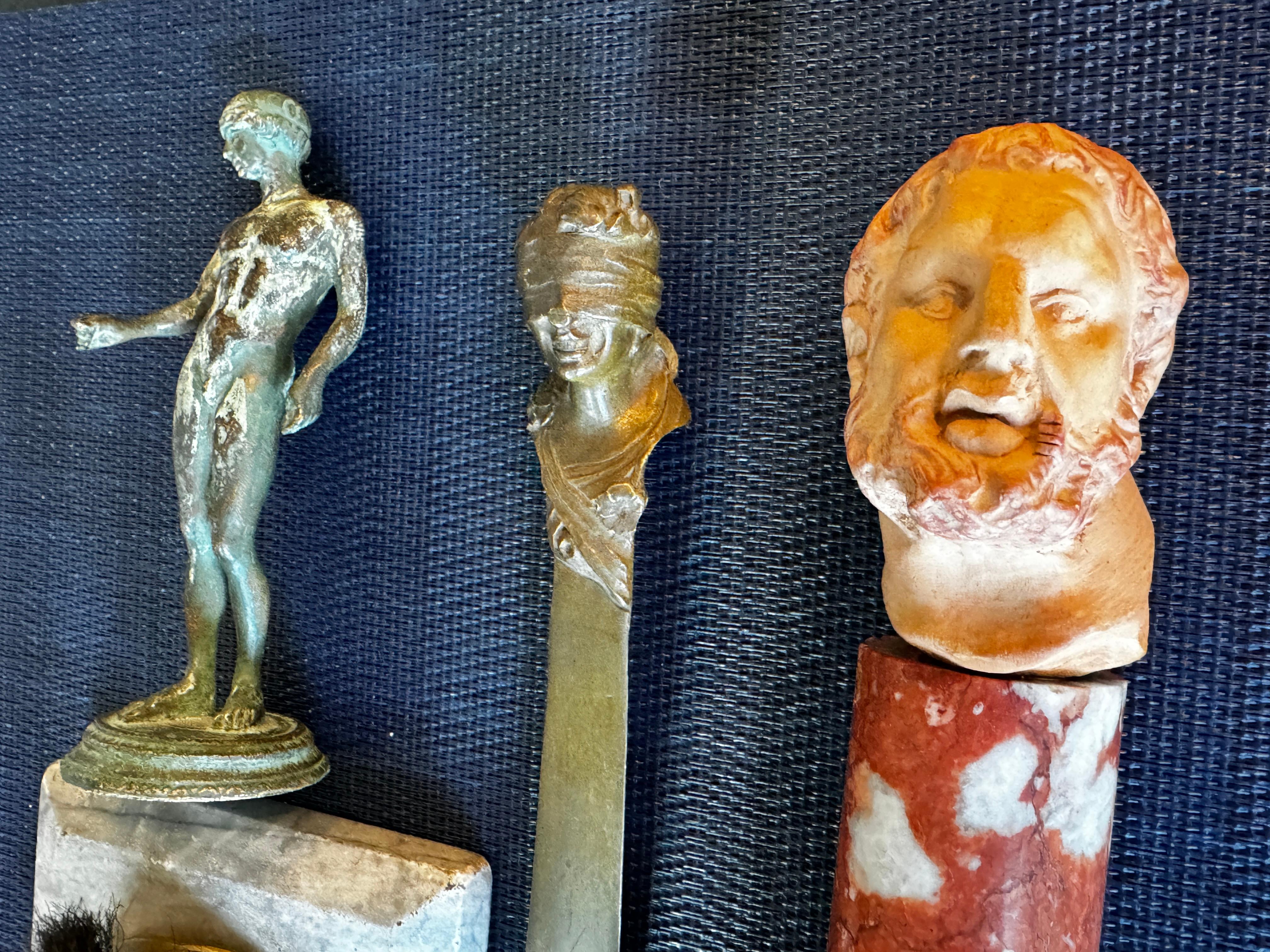 Group of Four French Decorative Items including 

19th century figural letter opener 1.5