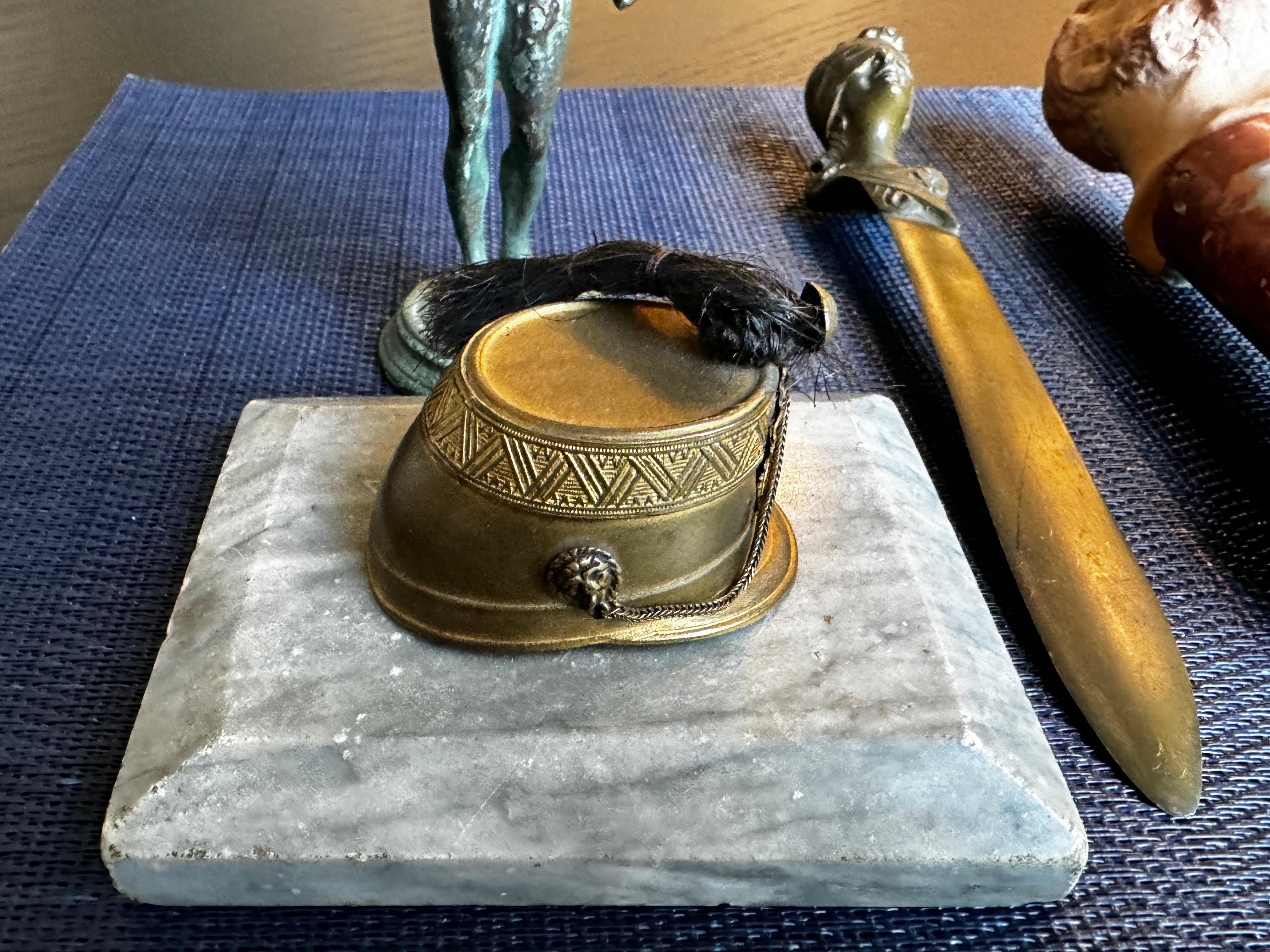 19th Century Group of Four French Decorative Items, Letter Opener, Paperweight, Figure, and B For Sale