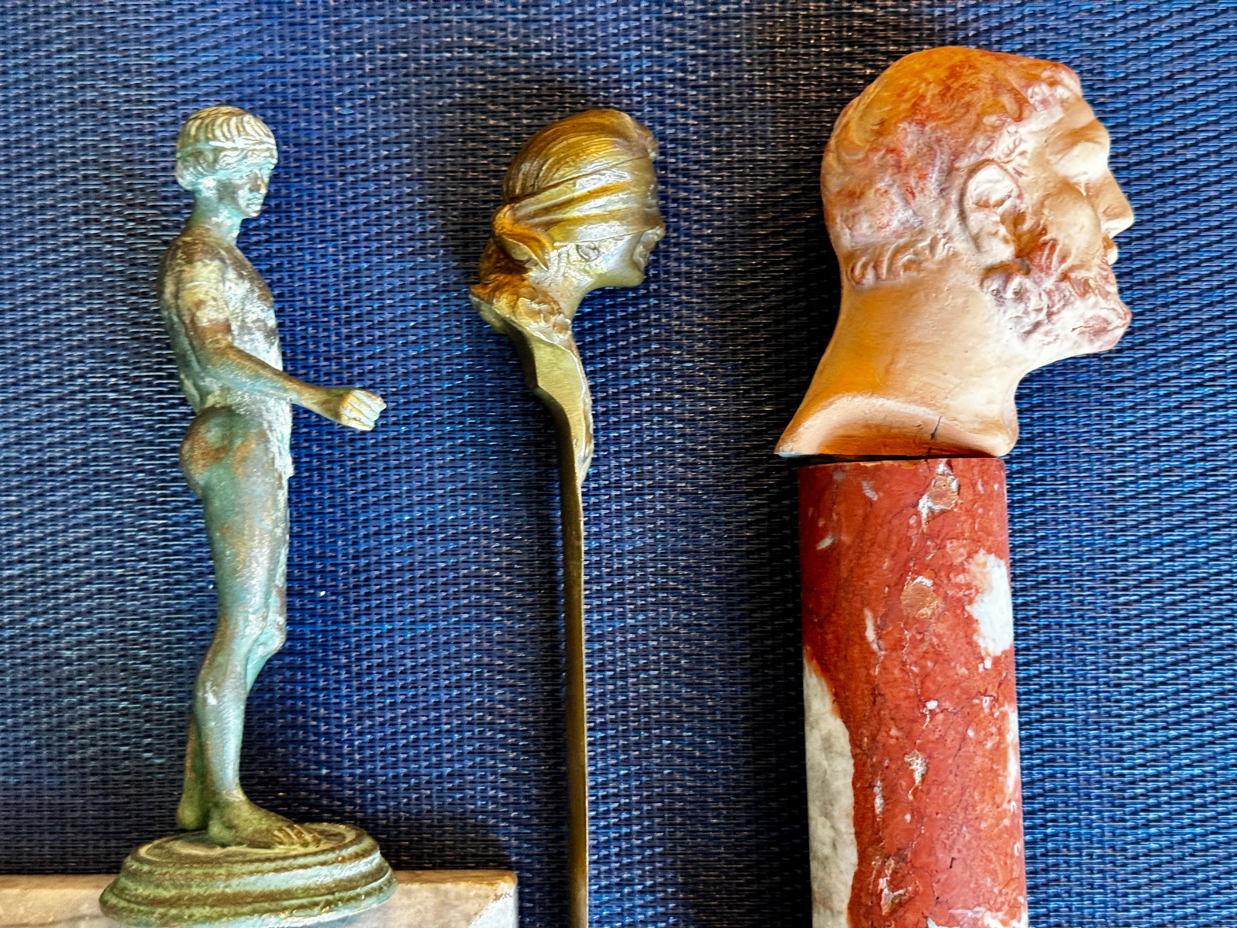 Group of Four French Decorative Items, Letter Opener, Paperweight, Figure, and B For Sale 1