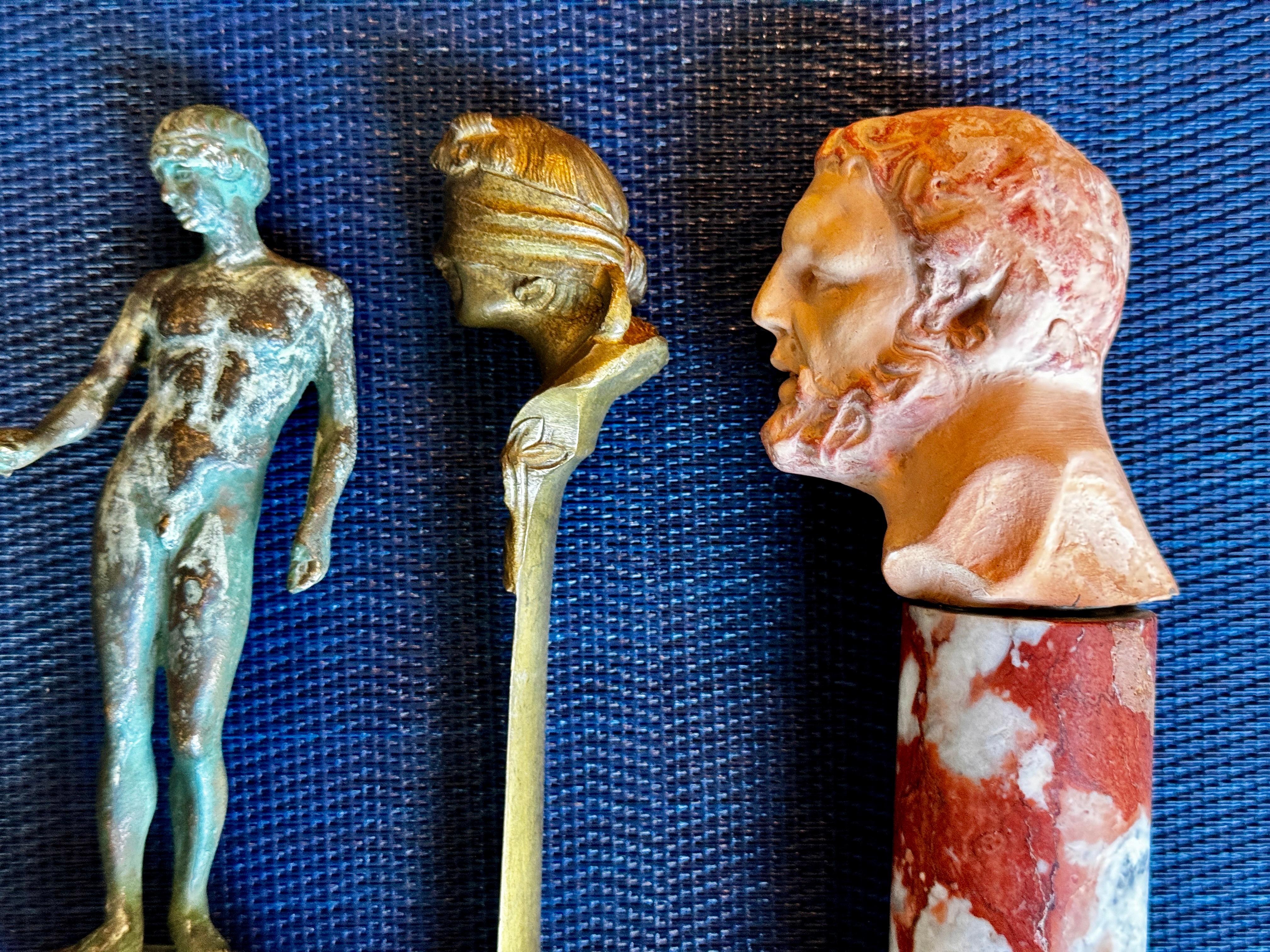 Group of Four French Decorative Items, Letter Opener, Paperweight, Figure, and B For Sale 2