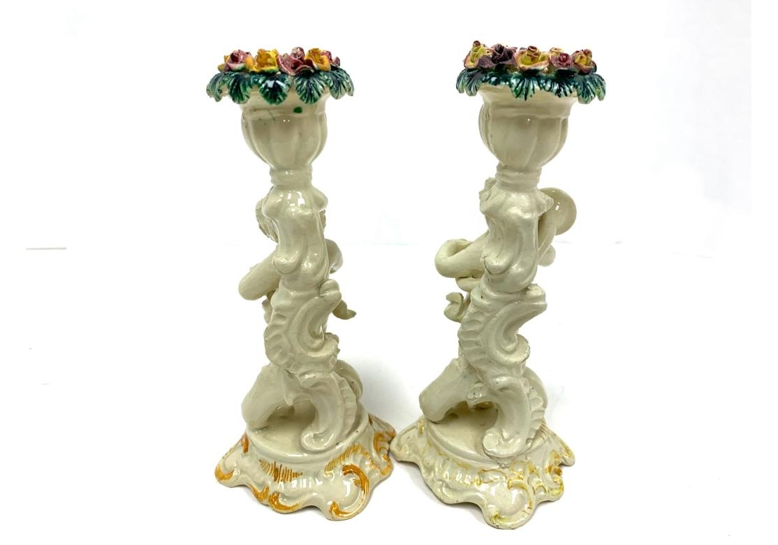 Group Of Four Italian Putti Della Robbia Style Candlesticks For Sale 1