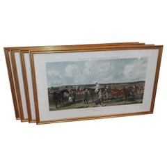 Group of Four Large English Equestrian Hand Colored Engravings, 1856