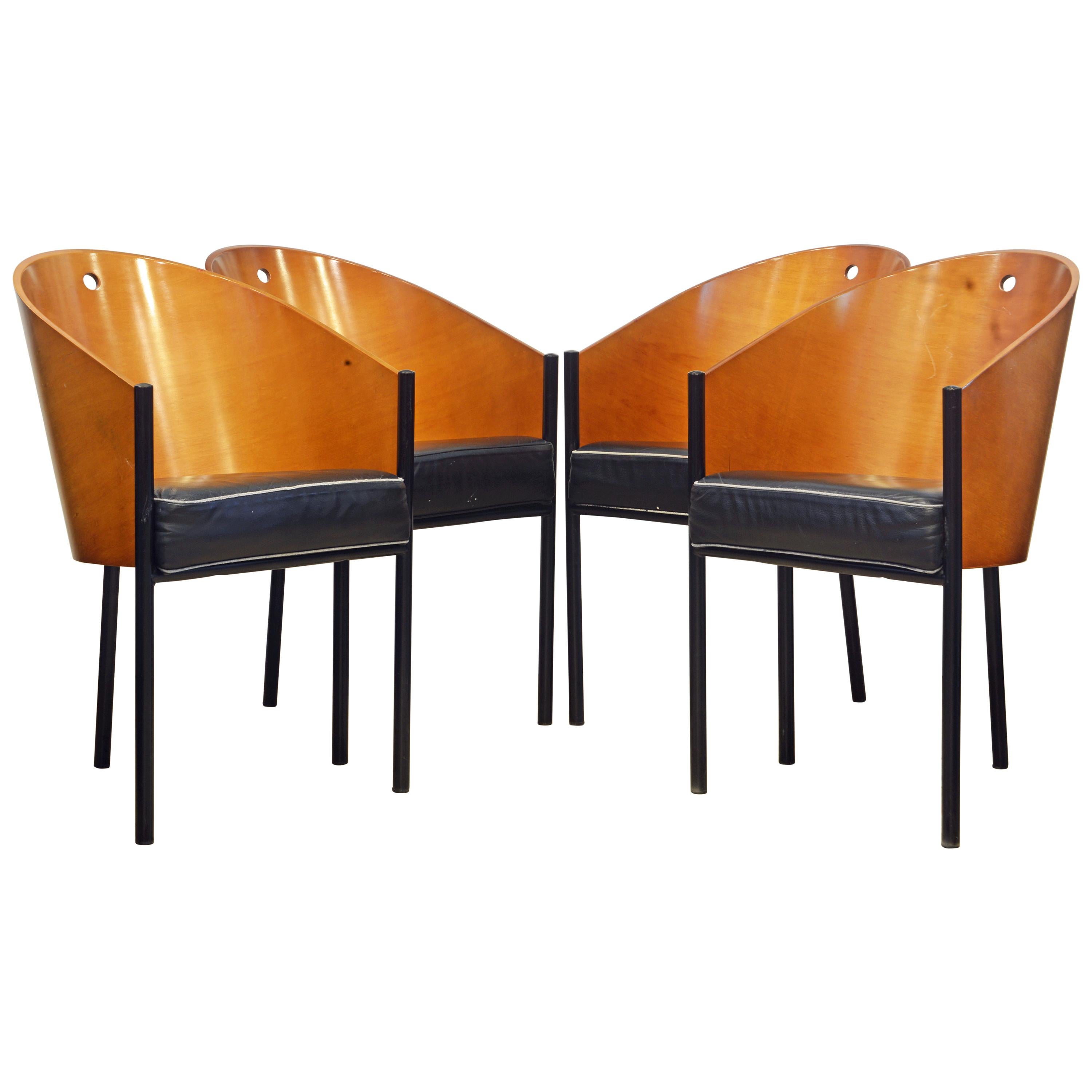 Group of Four Leather Cover Costes Armchairs by Philippe Starck for Driade Italy