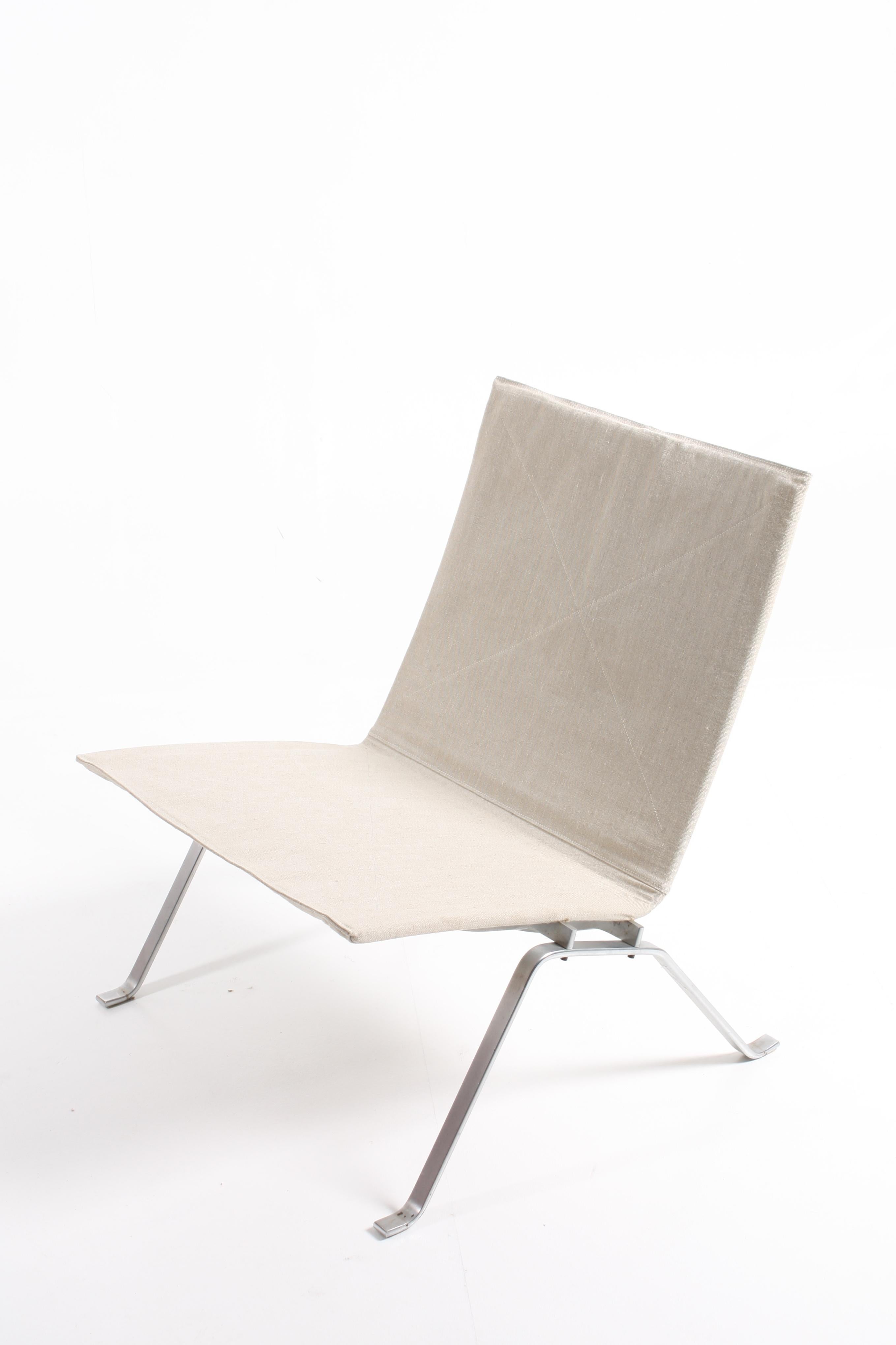 Mid-Century Modern Group of Four Midcentury PK22 Lounge Chairs in Canvas by Kjærholm, Danish Design