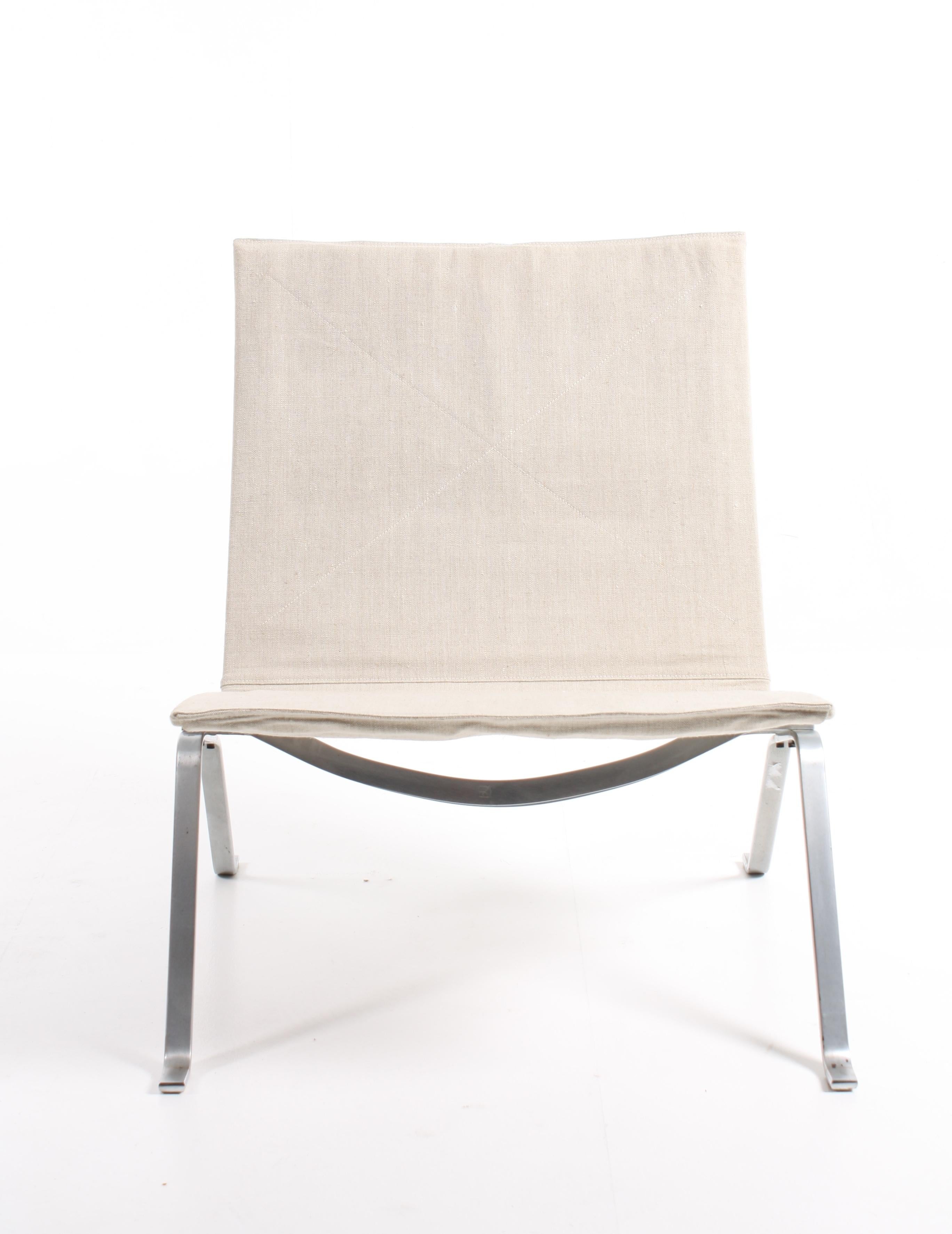 Mid-20th Century Group of Four Midcentury PK22 Lounge Chairs in Canvas by Kjærholm, Danish Design