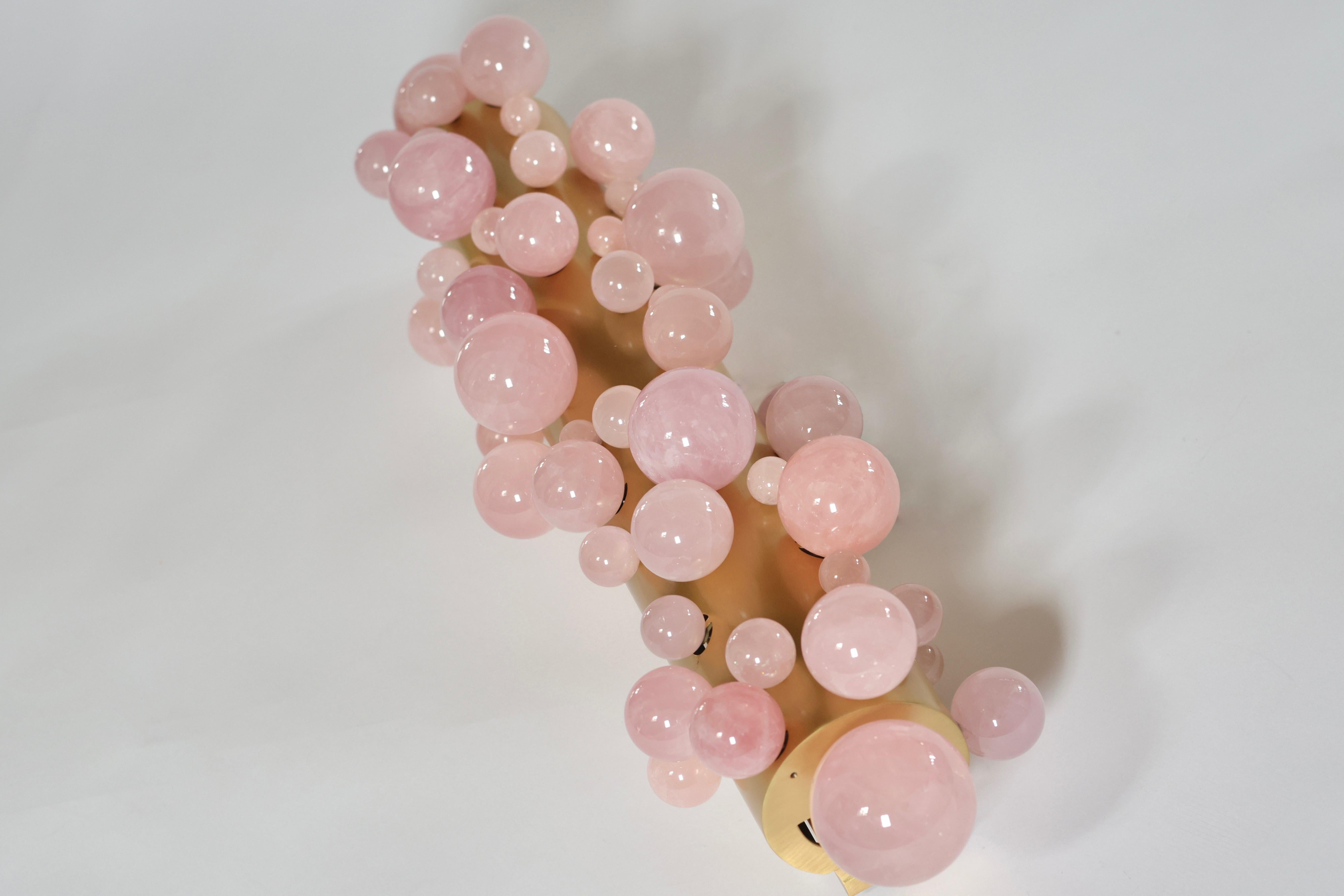 Contemporary Group of Four Pink Quartz Bubble Sconces by Phoenix For Sale